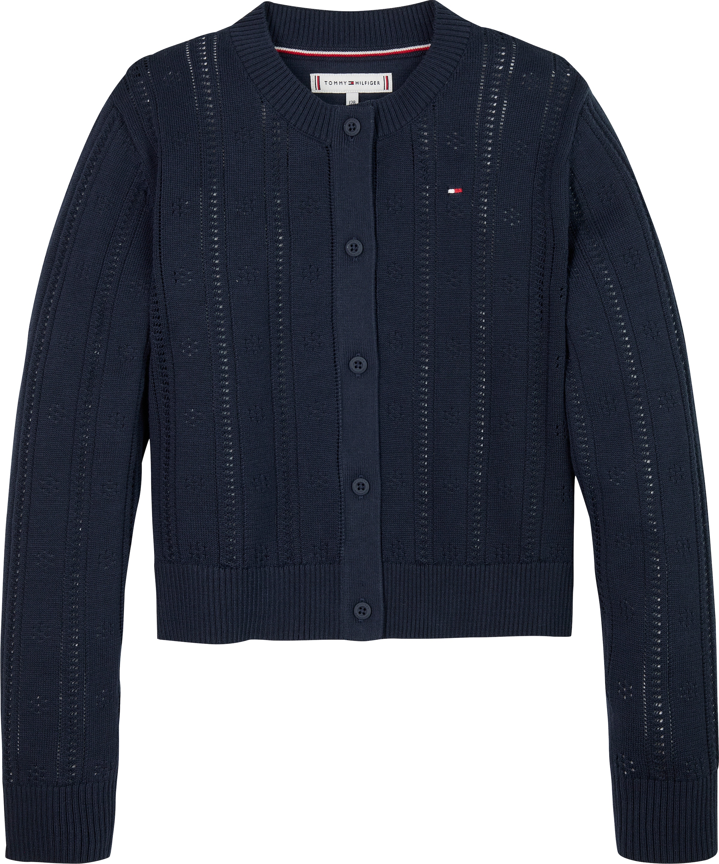 Tommy Hilfiger Strickjacke »POINTELLE CARDIGAN LS«, für Kinder bis 16 Jahre, mit süssem Muster