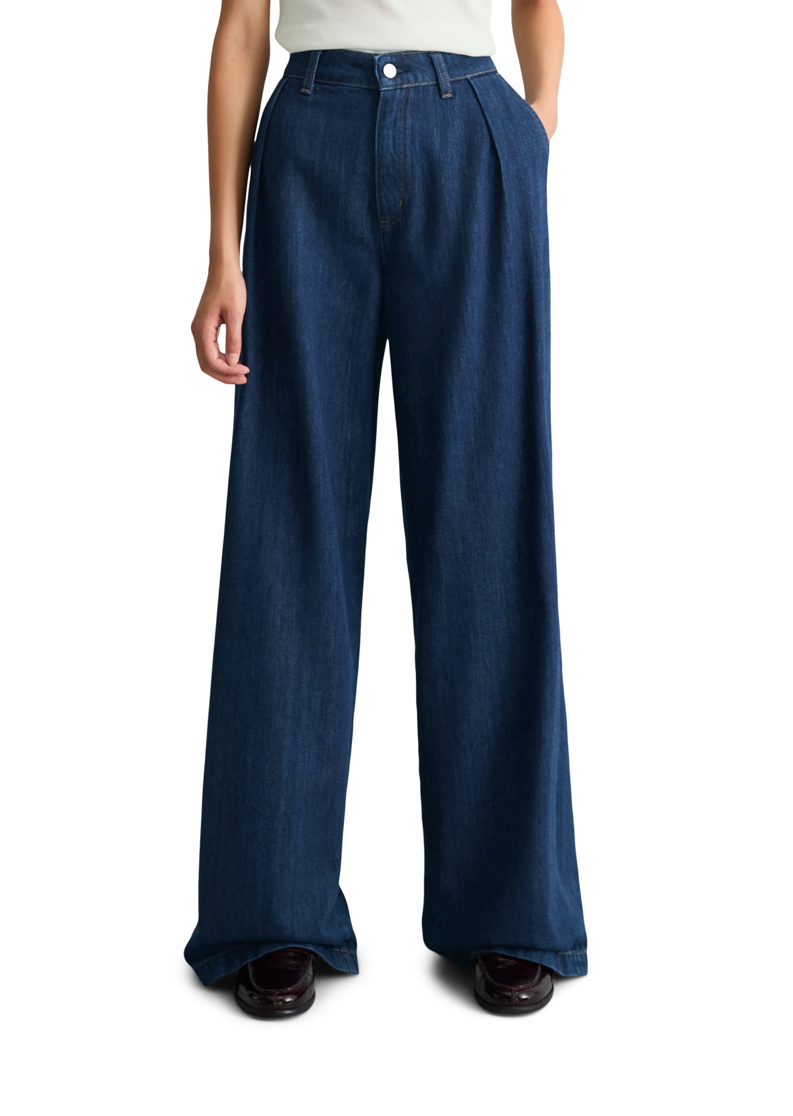 Image of Marc OPolo DENIM Weite Jeans Bundfalten-Jeans wide made with Orange Fiber