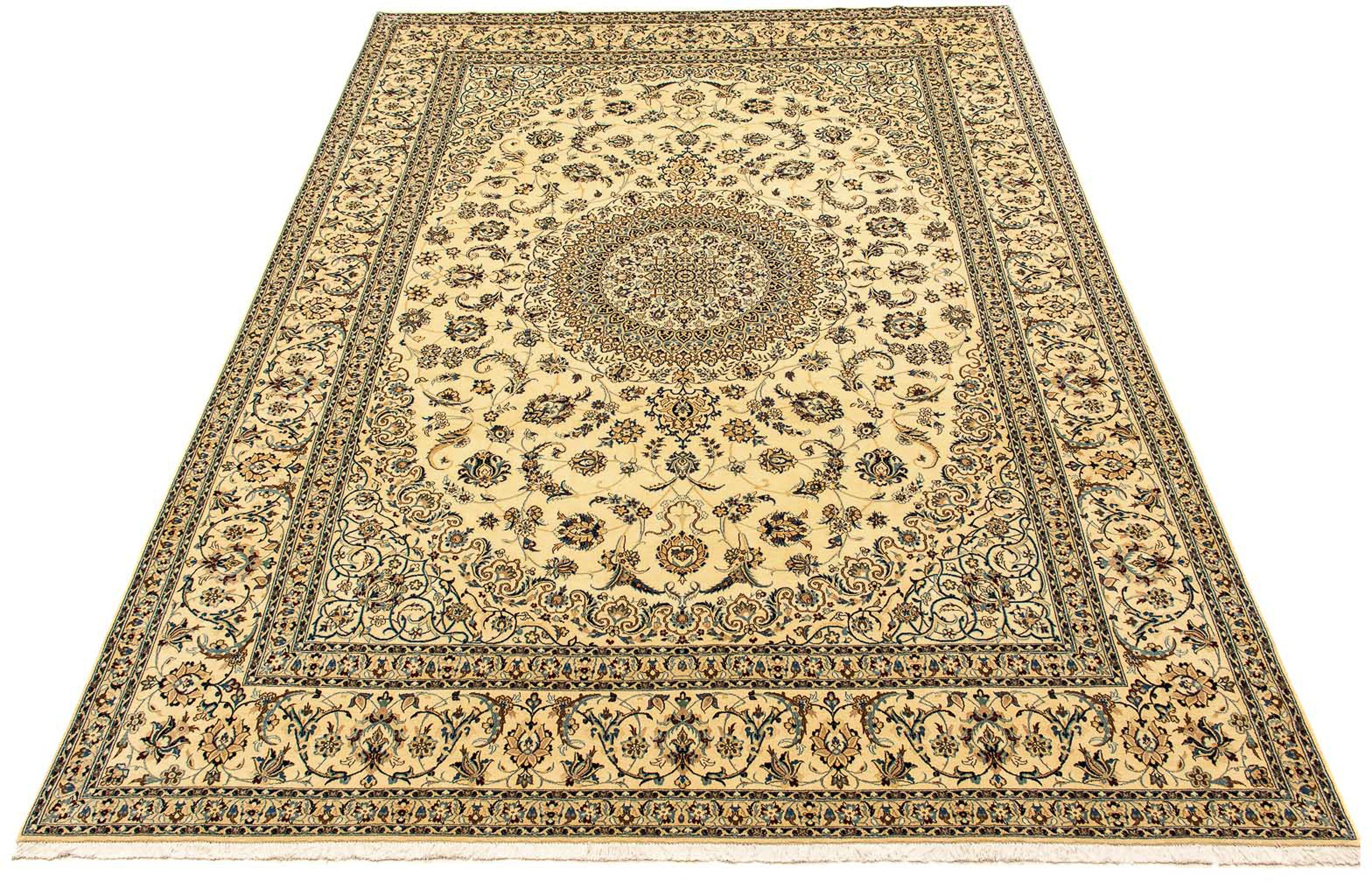 Image of morgenland Orientteppich »Perser - Nain - Royal - 408 x 302 cm - beige«, rechteckig, 10 mm Höhe, Wohnzimmer, Handgeknüpft, Einzelstück mit Zertifikat bei Ackermann Versand Schweiz