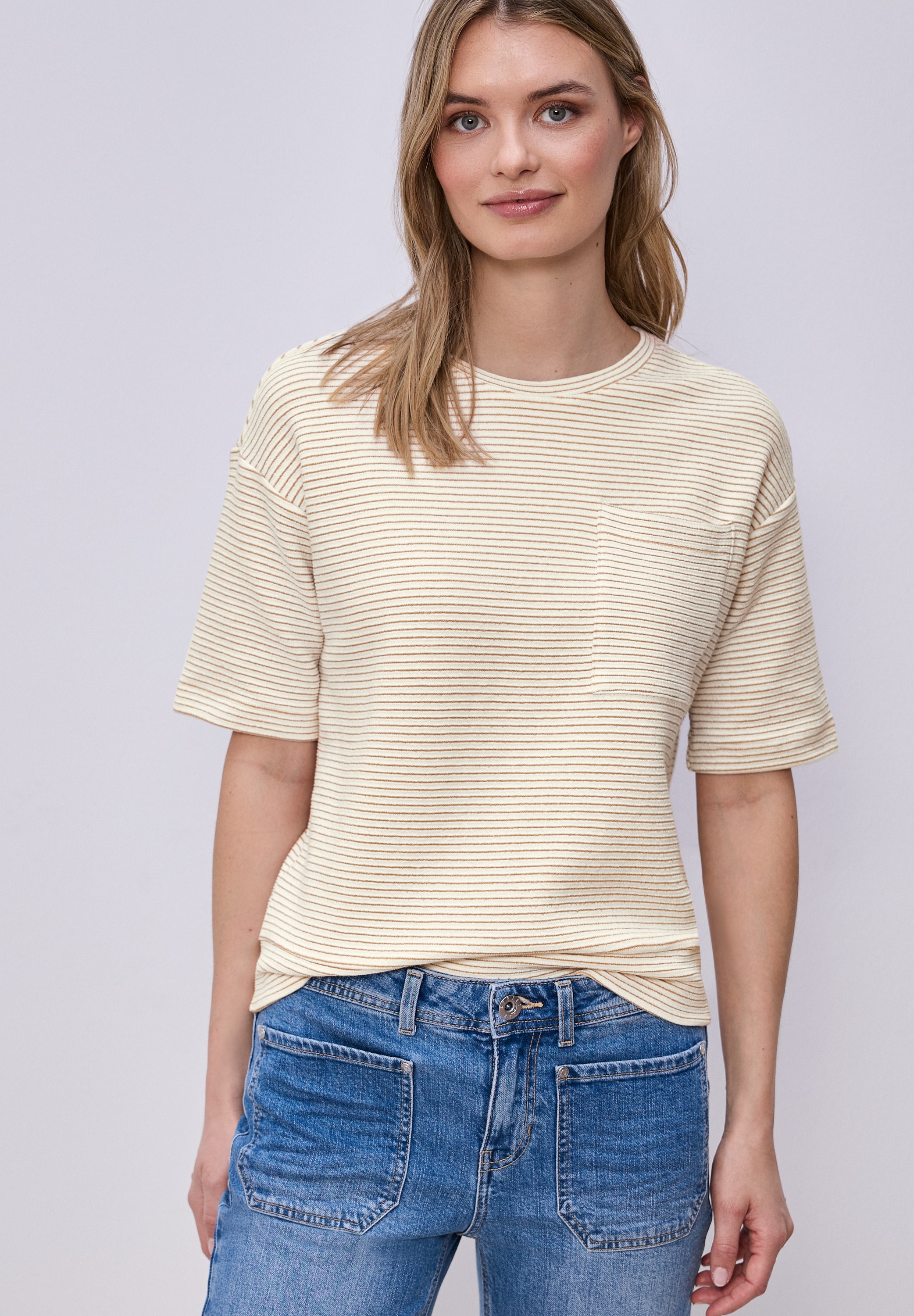Image of STREET ONE Kurzarmshirt mit Struktur Muster