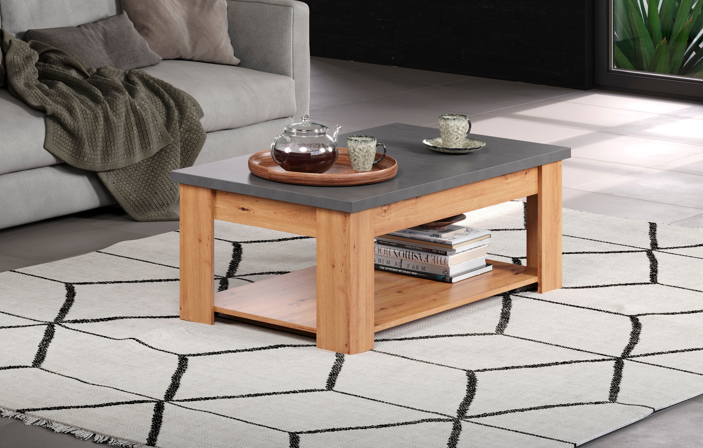 Home affaire Couchtisch »Ambres«, (1 St.), Couchtisch mit 1 offenem Fach - (B/T/H) 120/67/46 cm