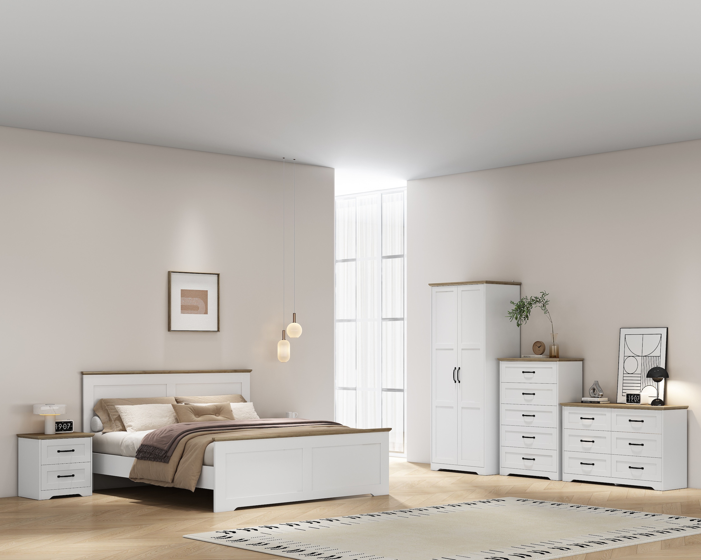 GOODproduct Kleiderschrank »Emmilia Schrank Schlafzimmerschrank im Landhaus Design« Landhaus Schrank mit  2 Türen in Breite 82,7cm, Höhe 2m