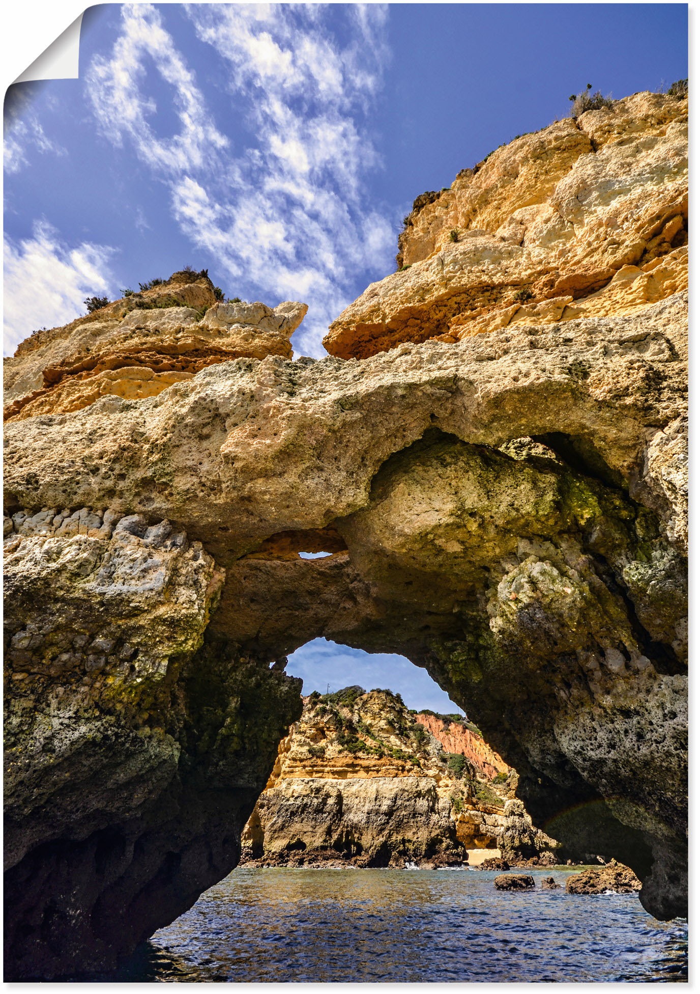 Image of Artland Wandbild »Sandsteinfelsen an der Algarve Portugal«, Küstenbilder, (1 St.), in vielen Grössen & Produktarten - Alubild / Outdoorbild für den Aussenbereich, Leinwandbild, Poster, Wandaufkleber / Wandtattoo auch für Badezimmer geeignet bei Ackermann 