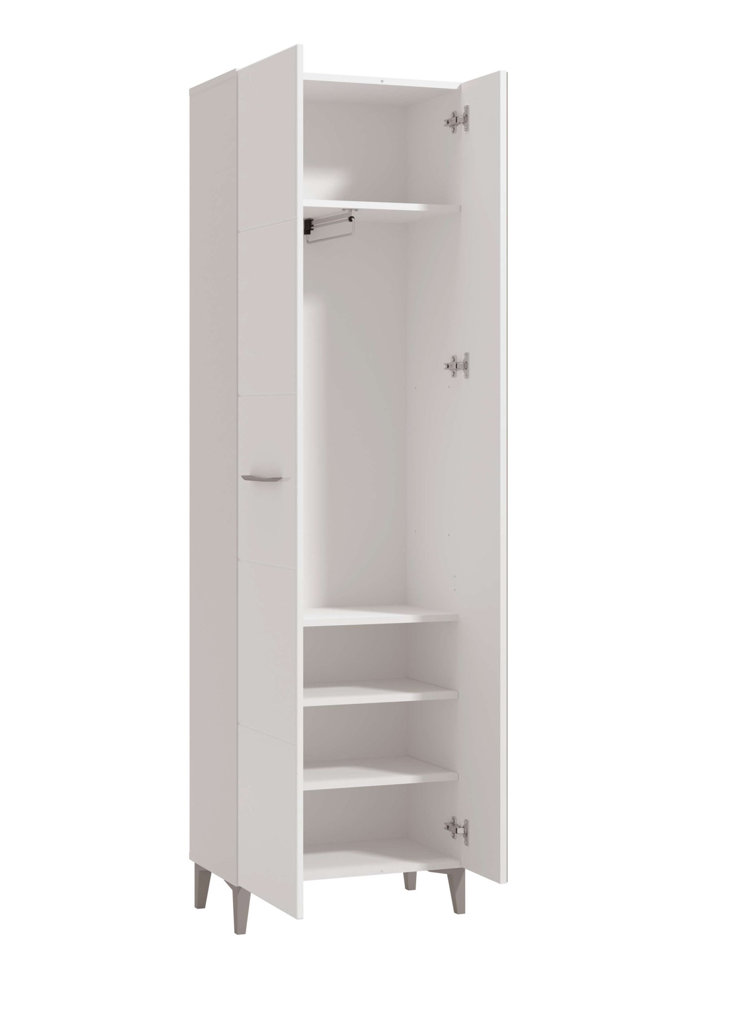 INOSIGN Garderobenschrank »Belfort, Kleiderschrank, Stauraumschrank, Flurschrank, Höhe 195 cm«, in Opaque Weiss mit MDF-beschichtet Fronten, mit Spiegel