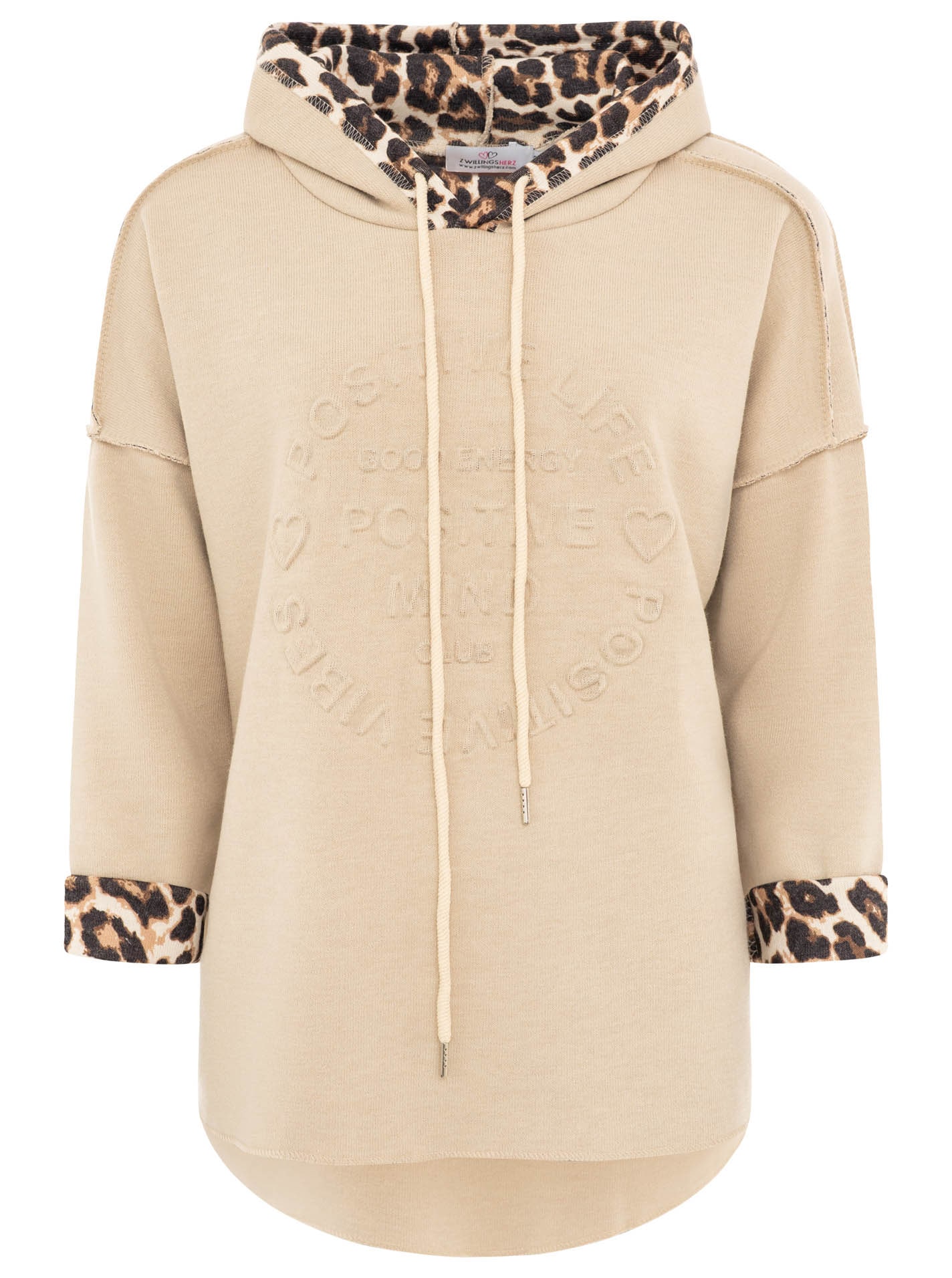 Zwillingsherz Hoodie »"Leo & Uni"«, Leo-Muster an Kapuze und Ärmelumschlag, Stempeldruck

