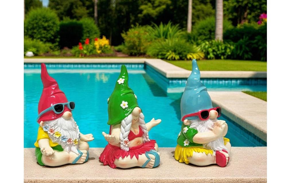   Nain de jardin »Dameco sitzend in Yoga Pose 3-er Set, 12 x 14 x 17 cm«