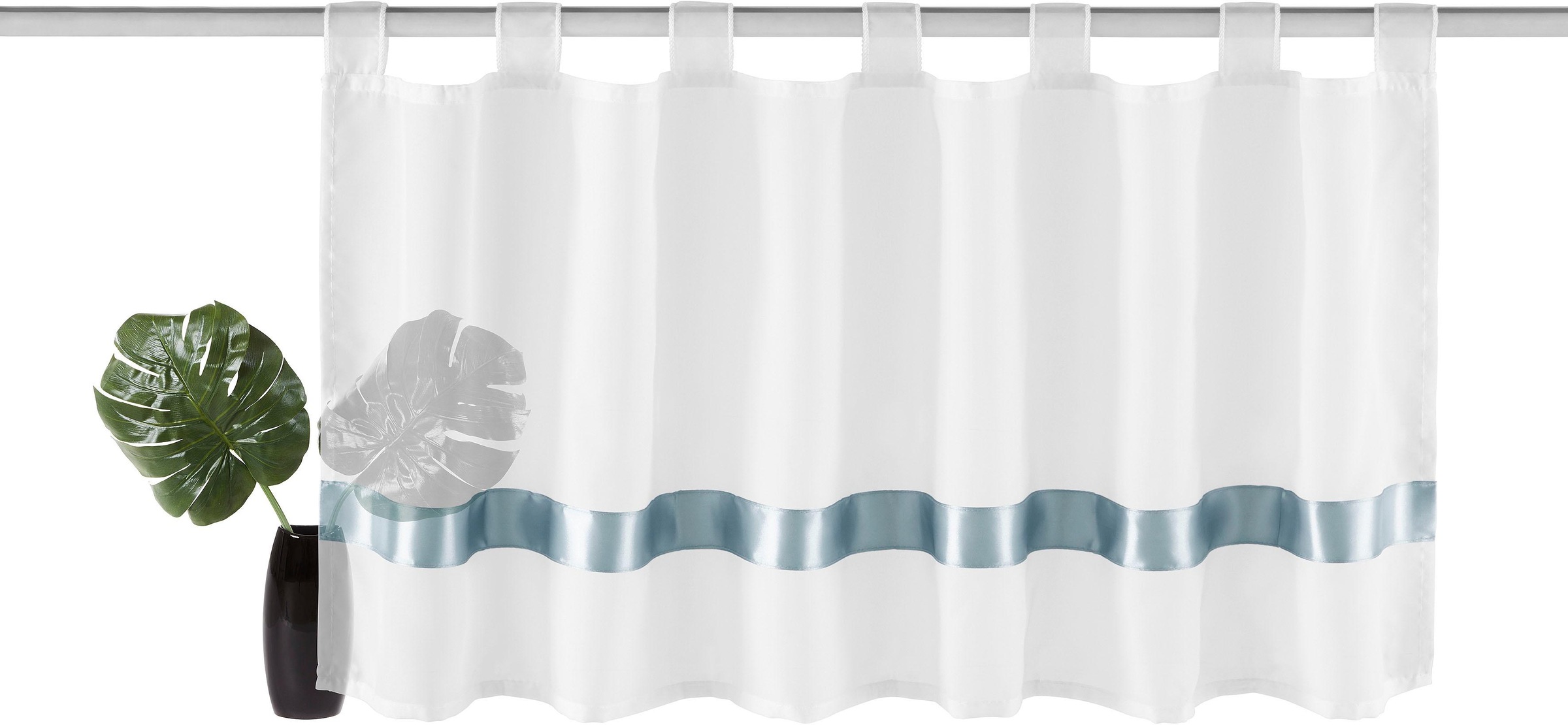 Image of my home Scheibengardine »EBY«, (1 St.), Fertiggardine, Mit farbigem Satinband, transparent bei Ackermann Versand Schweiz