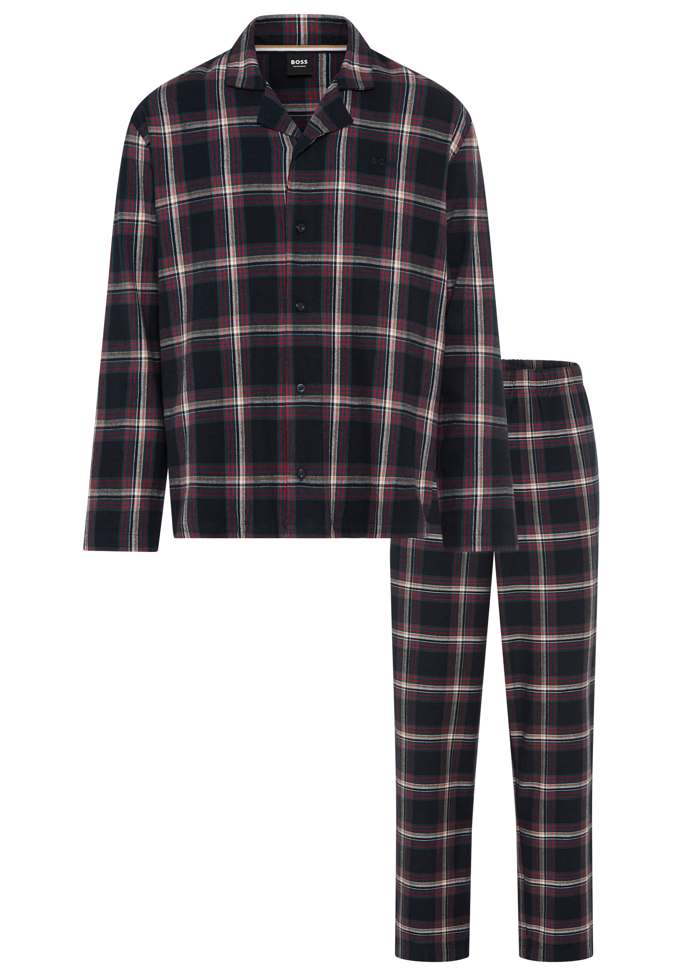 Image of BOSS Pyjama "Holiday" Neuheit, Oberteil mit Knöpfen, Hose mit elastischem Bund, kariert