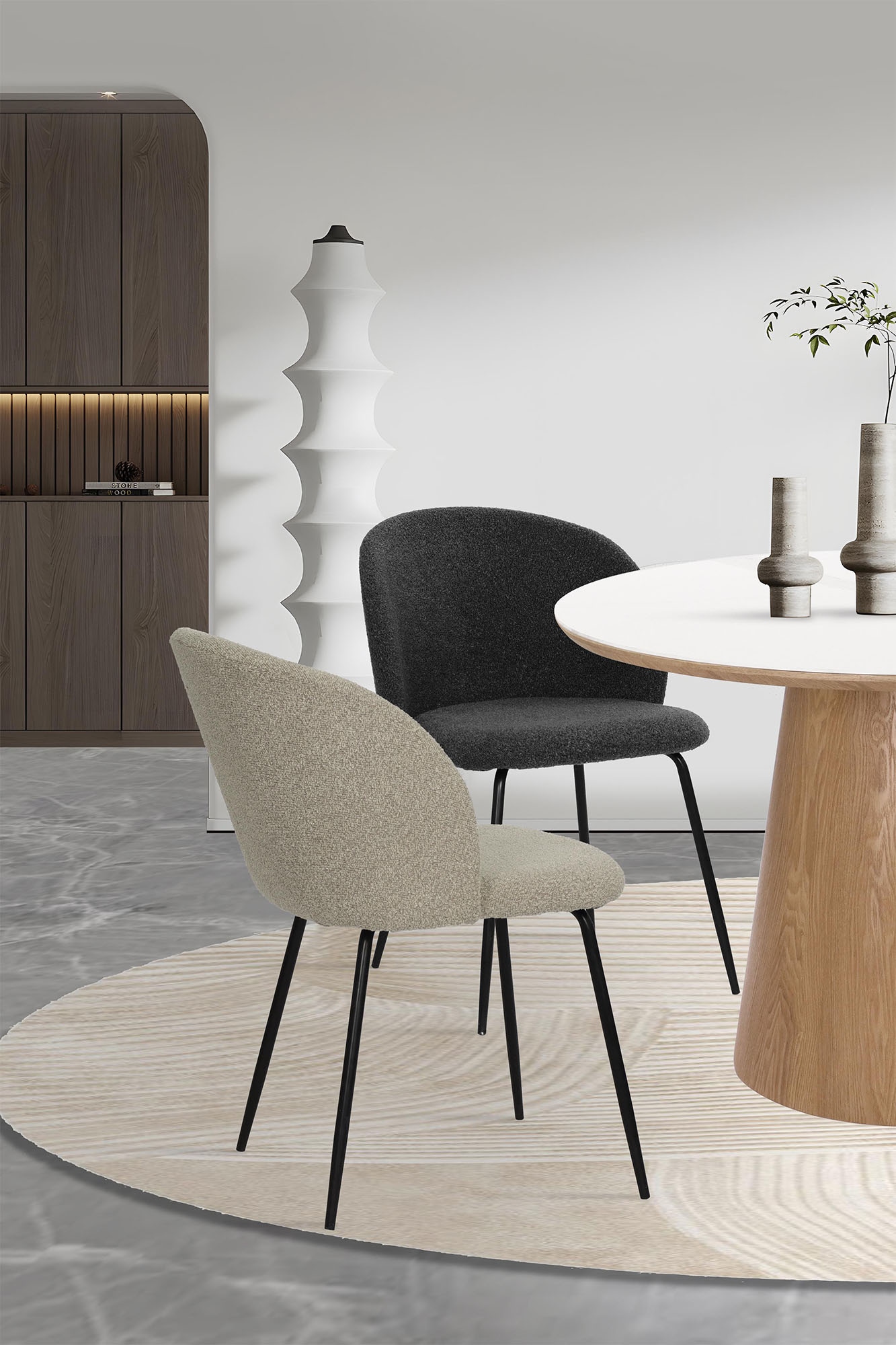 SIT Chaise à 4 pieds »Verona 2er-Set Esszimmerstühle mit Strukturstoff & Metallgestell« (Ensemble) 2 cuisTissu structuré Öko-Tex & dossier ergonomiquement arrondi