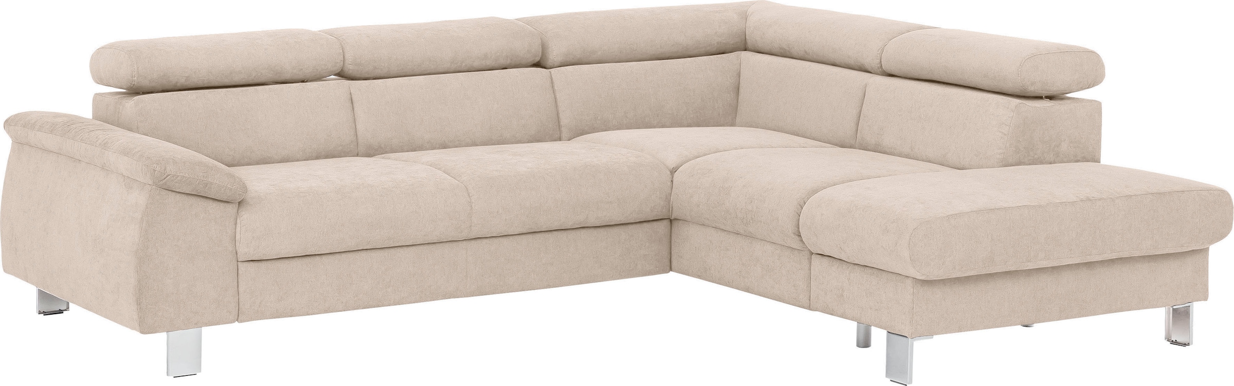 COTTA Canapé d'angle »Komaris L-Form, B: 249 cm« avec réglage de la tête, fonction couchage optionnelle, coffre-lit & lumière