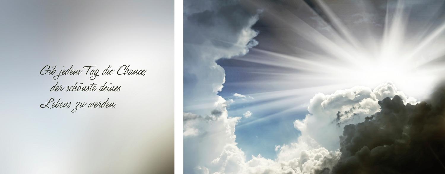 queence Leinwandbild »Schönste Tag des Lebens«, Himmel-Himmelsbilder-Kunst-Modern-Spa-Spa Bilder-Sprüche-Sprüche & Texte-Schriftzug-Schriftzüge-Liebessprüche-Sonnenaufgang, (Set), Premium-Leinwandstoff, Handarbeit aus Deutschland, Zitat, 2er Set