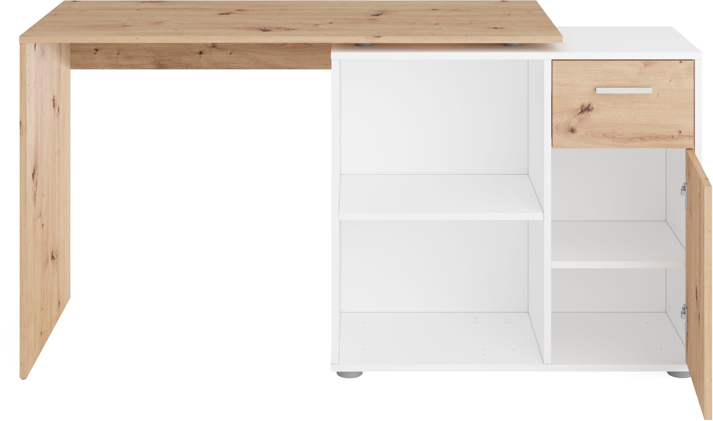 FMD Eckschreibtisch »AUGSBURG«, Schreibtisch / Sideboard mit Stauraum,  drehbar, Breite 117/148 cm bequem kaufen