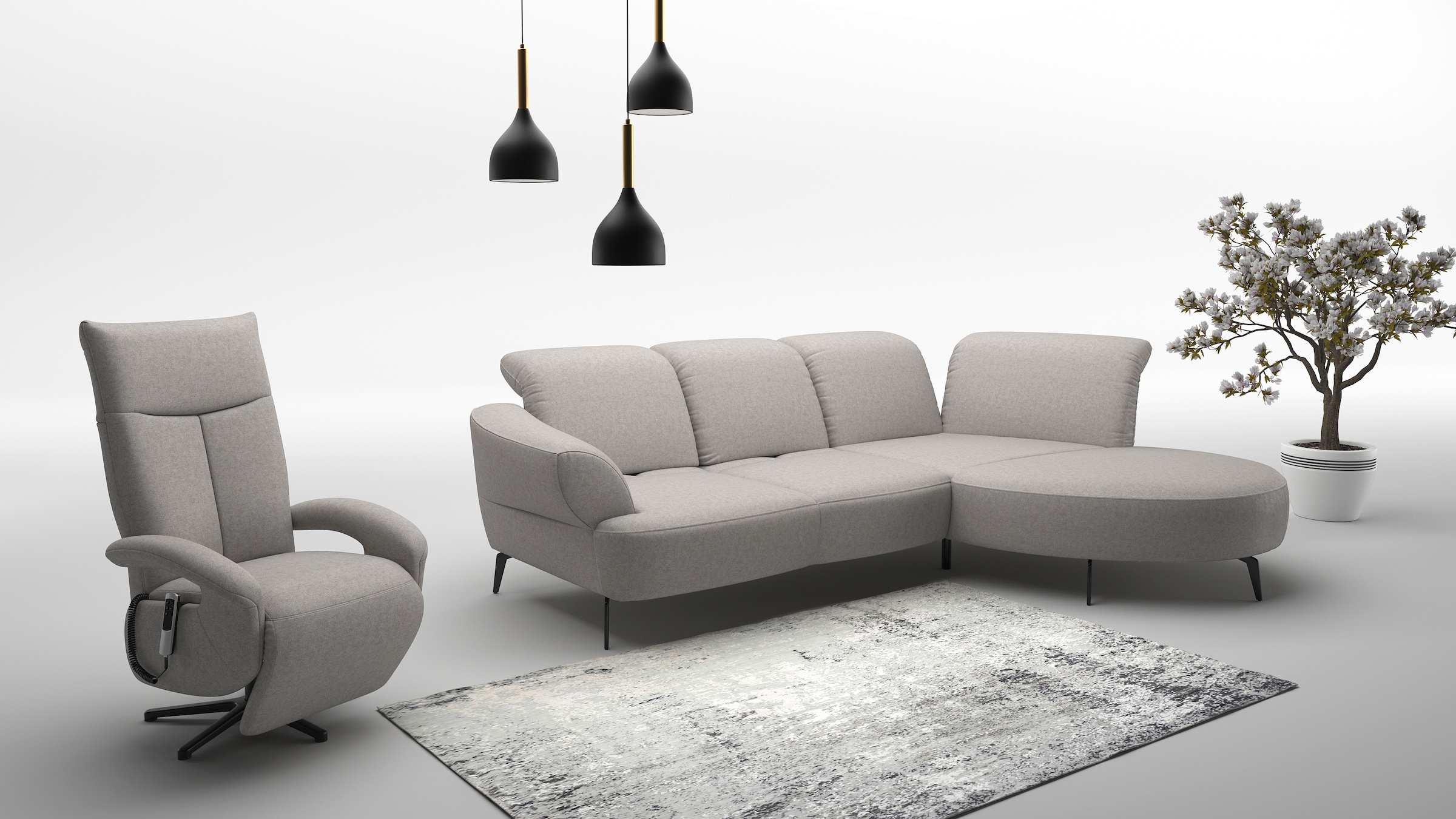 sit&more Canapé d'angle »Dance, L-Form, inkl. Sitztiefenverstellung« inkl. Click&Seat, optional mit Kopfteilverstellung