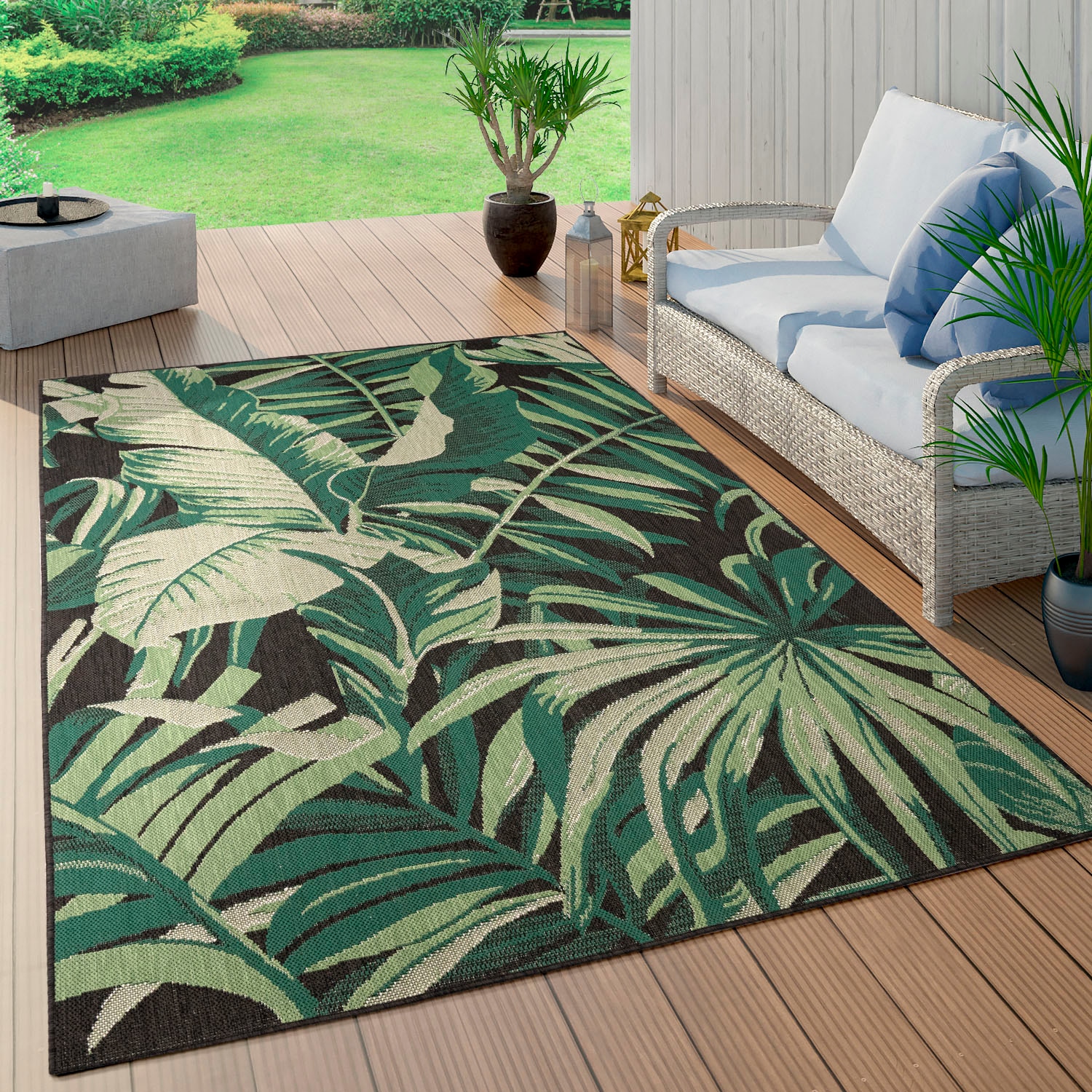 Flachgewebe, Teppich kaufen geeignet Outdoor jetzt Palmenblätter, Motiv rechteckig, 551«, »Ostende und In- Home Paco