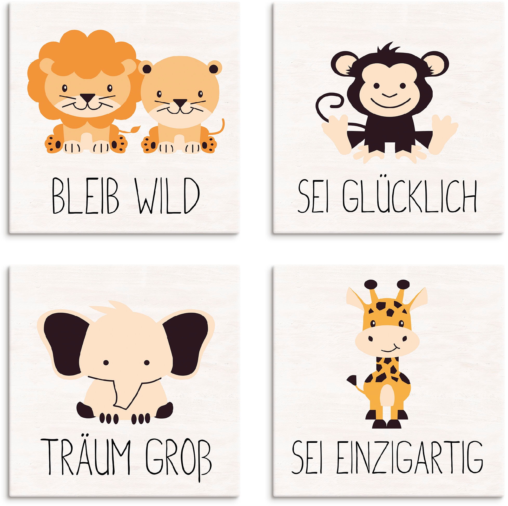 Image of Lüttenhütt Leinwandbild »Tiere«, Tiere, (Set, 4 St., 4 Teile), 4er Set in verschiedenen Grössen bei Ackermann Versand Schweiz