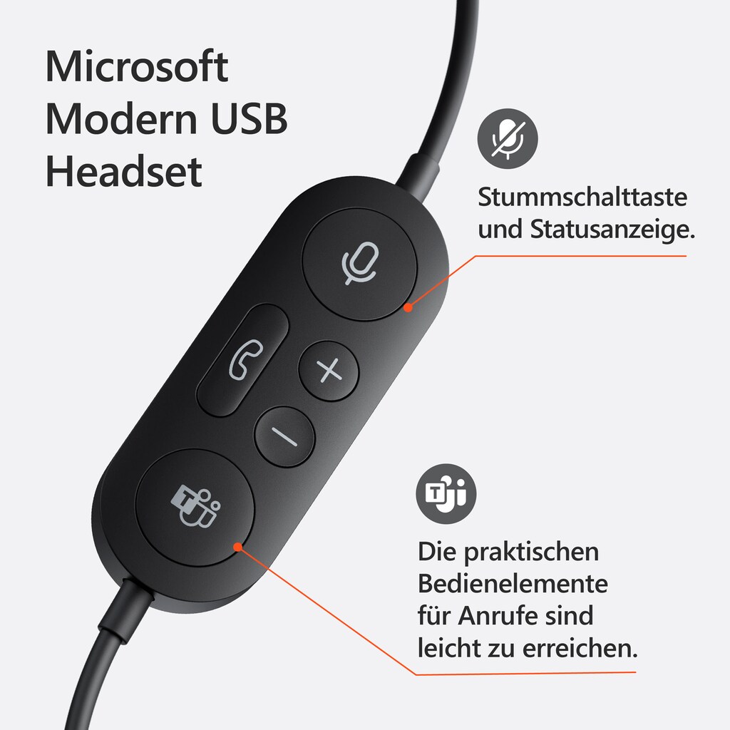 Microsoft On-Ear-Kopfhörer »Modern USB Headset«, Rauschunterdrückung-Noise-Cancelling