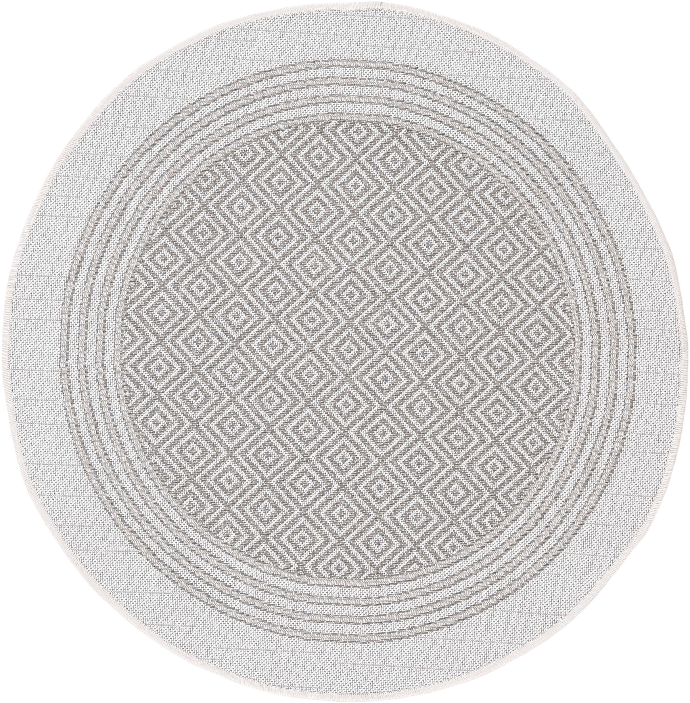 Image of carpetfine Teppich "Boho 103" rund 4 mm Höhe robustes Flachgewebe, Sisal Optik, UV-beständig, Aussenbereich