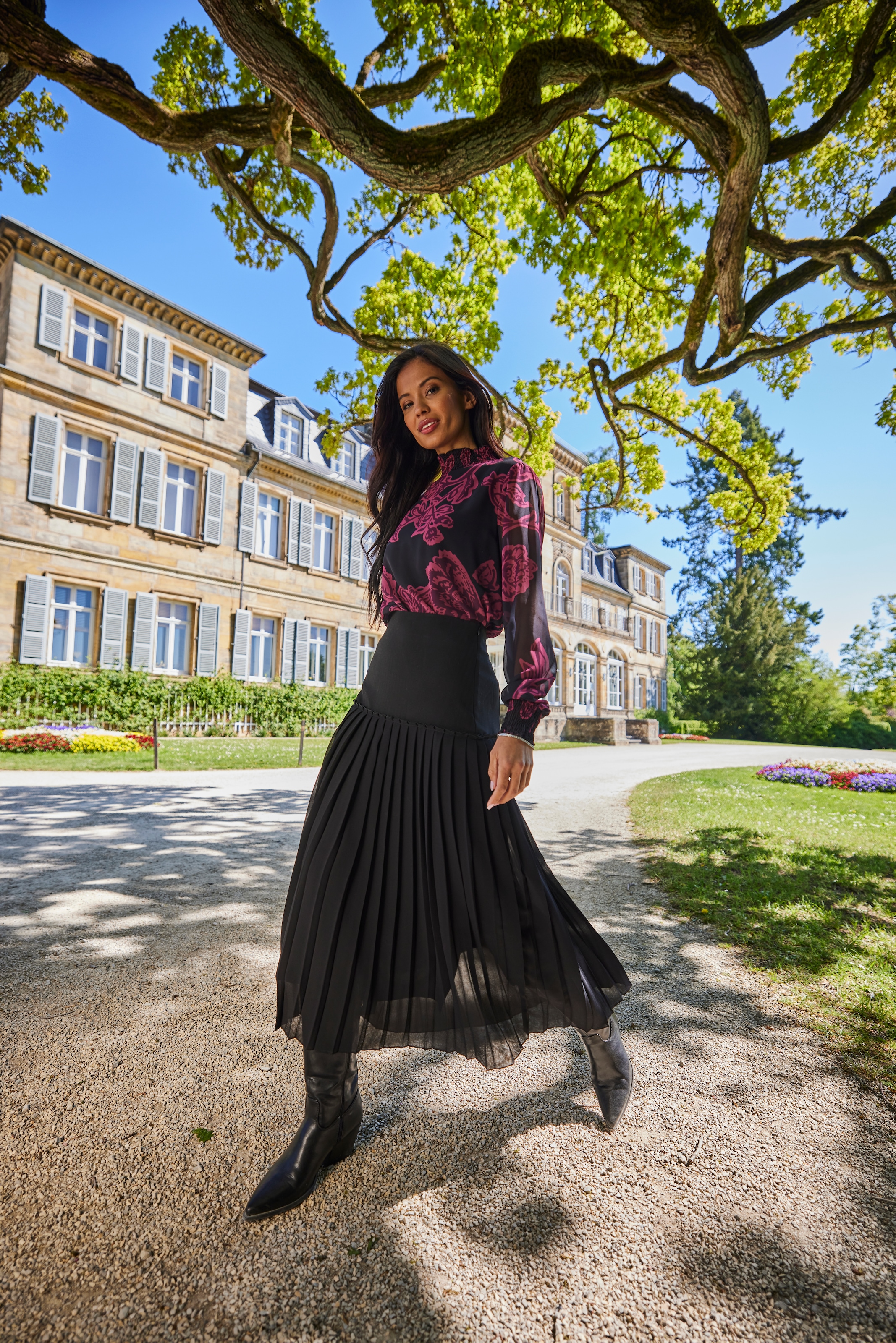 Aniston SELECTED Plisseerock, aus edlem Chiffon - NEUE KOLLEKTION