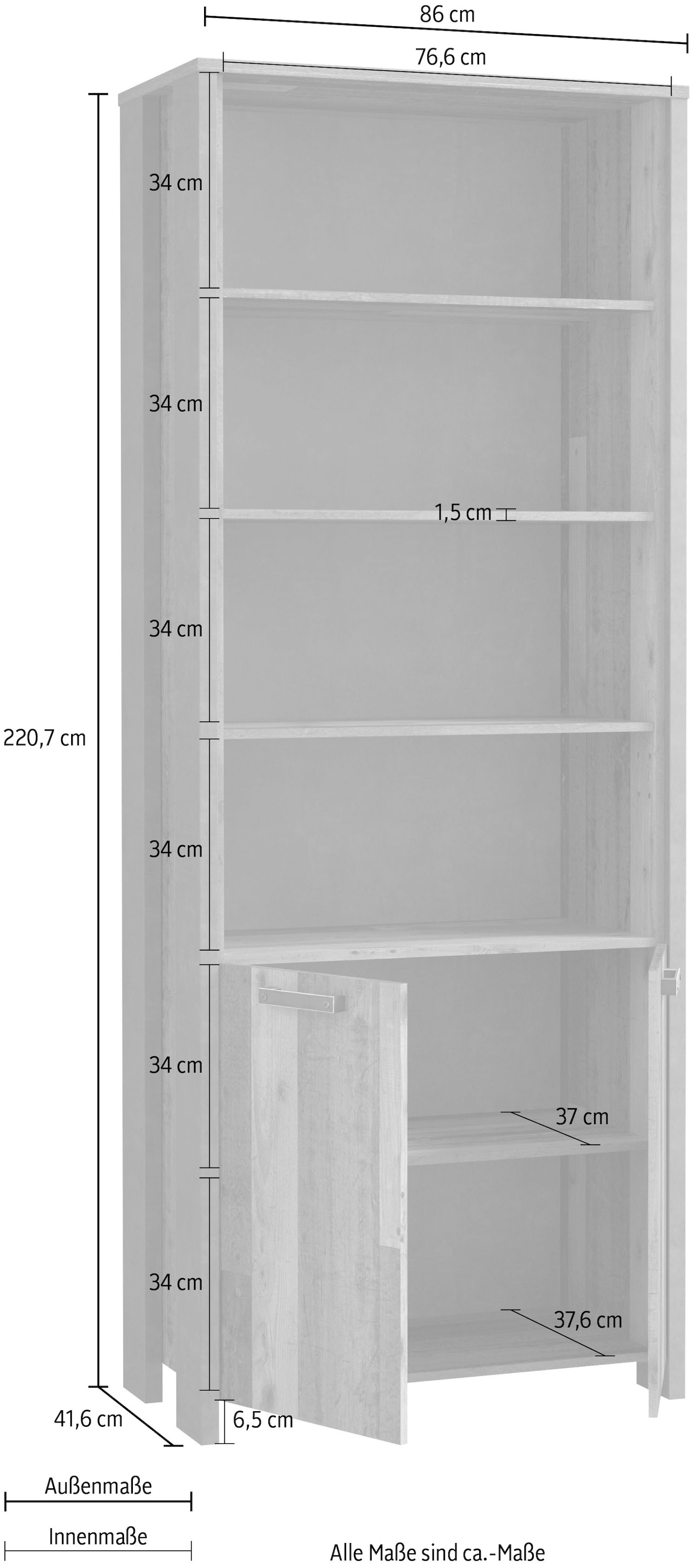 FORTE Aktenregal »Clif« Bücherregal, Breite 86 cm, viel Stauraum mit 2 Türen