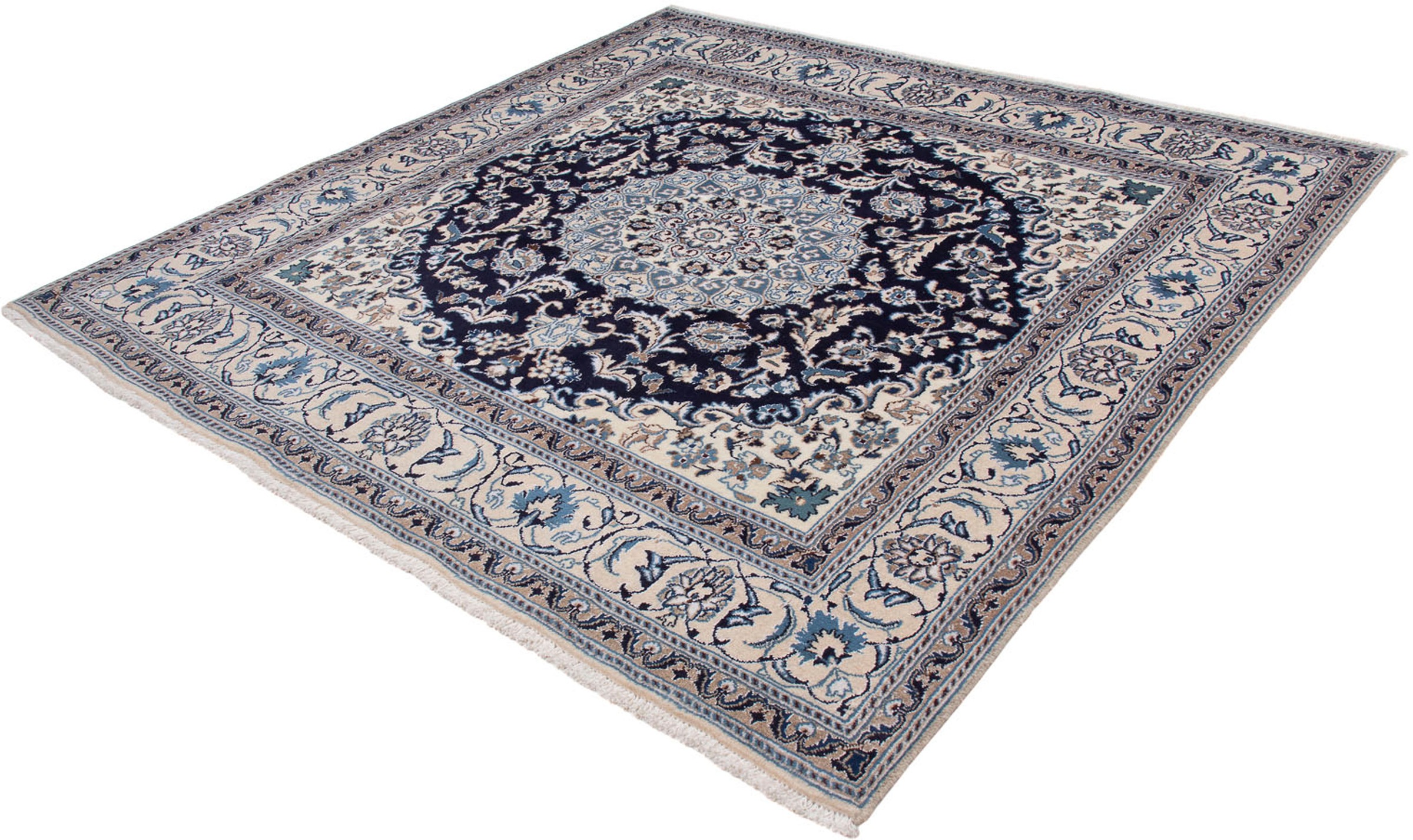 Image of morgenland Orientteppich »Perser - Nain quadratisch - 198 x 197 cm - dunkelblau«, quadratisch, 10 mm Höhe, Wohnzimmer, Handgeknüpft, Einzelstück mit Zertifikat bei Ackermann Versand Schweiz