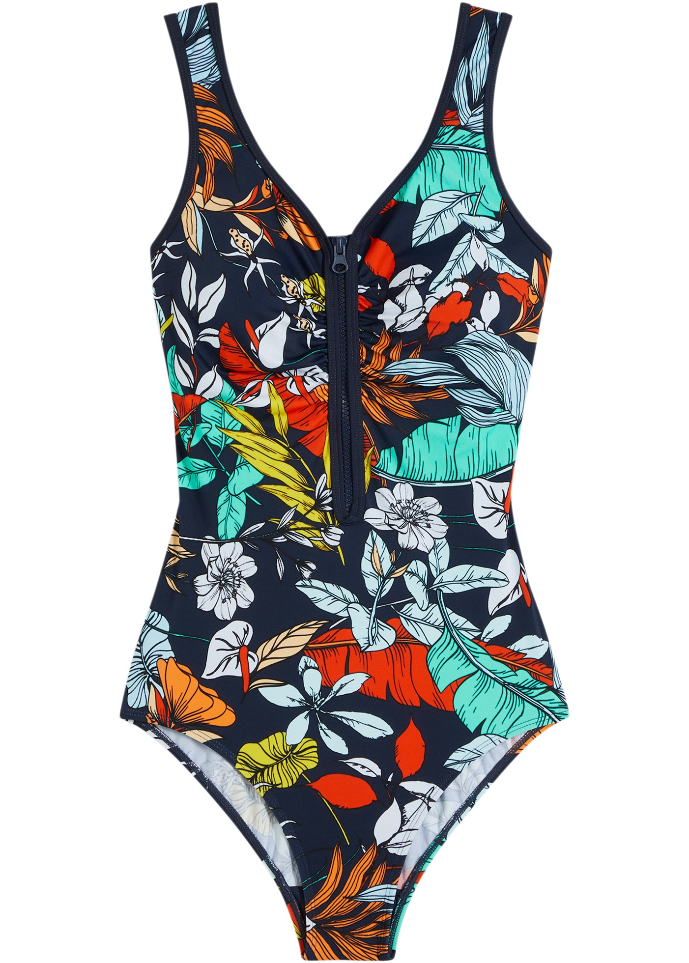 bonprix Badeanzug sportlicher Stil, mit Reissverschluss, aus Polyamid und Elasthan