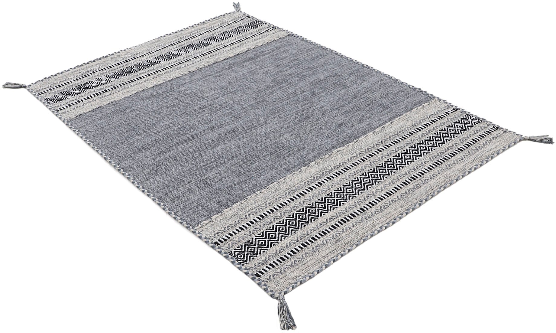carpetfine Teppich »Kelim Azizi«, rechteckig, 5 mm Höhe, Baumwolle, Wendeteppich mit Fransen, Wohnzimmer