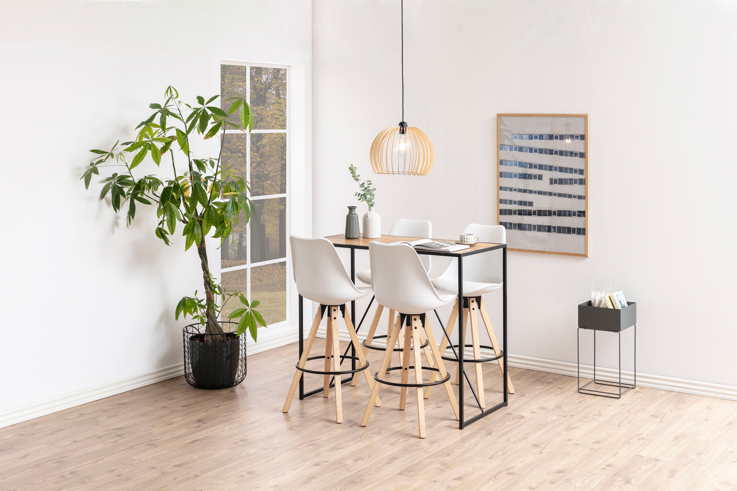 ACTONA GROUP Table de bar avec pied métallique étroit, largeur 120 cm, autres variantes disponibles