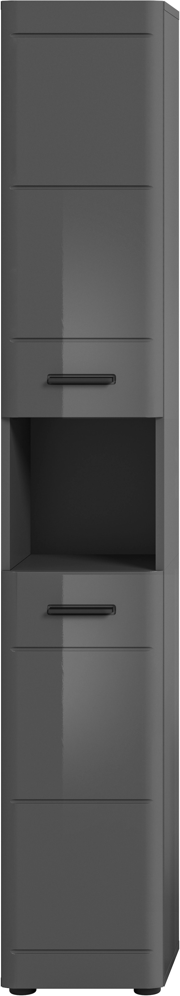 welltime Hochschrank »Doux, Höhe 180 cm, 2 Türen, 1 offenes Fach, 3 Einlegeböden«, Türanschlag wechselbar, MDF Front, Badschrank, Bad-Möbel, Badezimmer