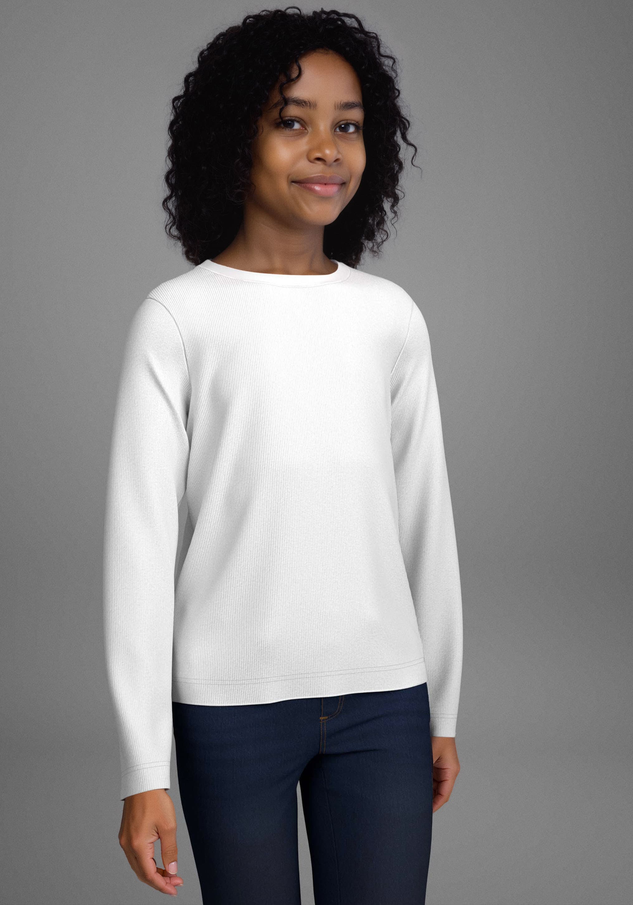 H.I.S Langarmshirt »2er Packung Shirts aus Rippware«, (2 tlg.), NEU: H.I.S für TEENS! 2er Pack Basic Langarmshirts