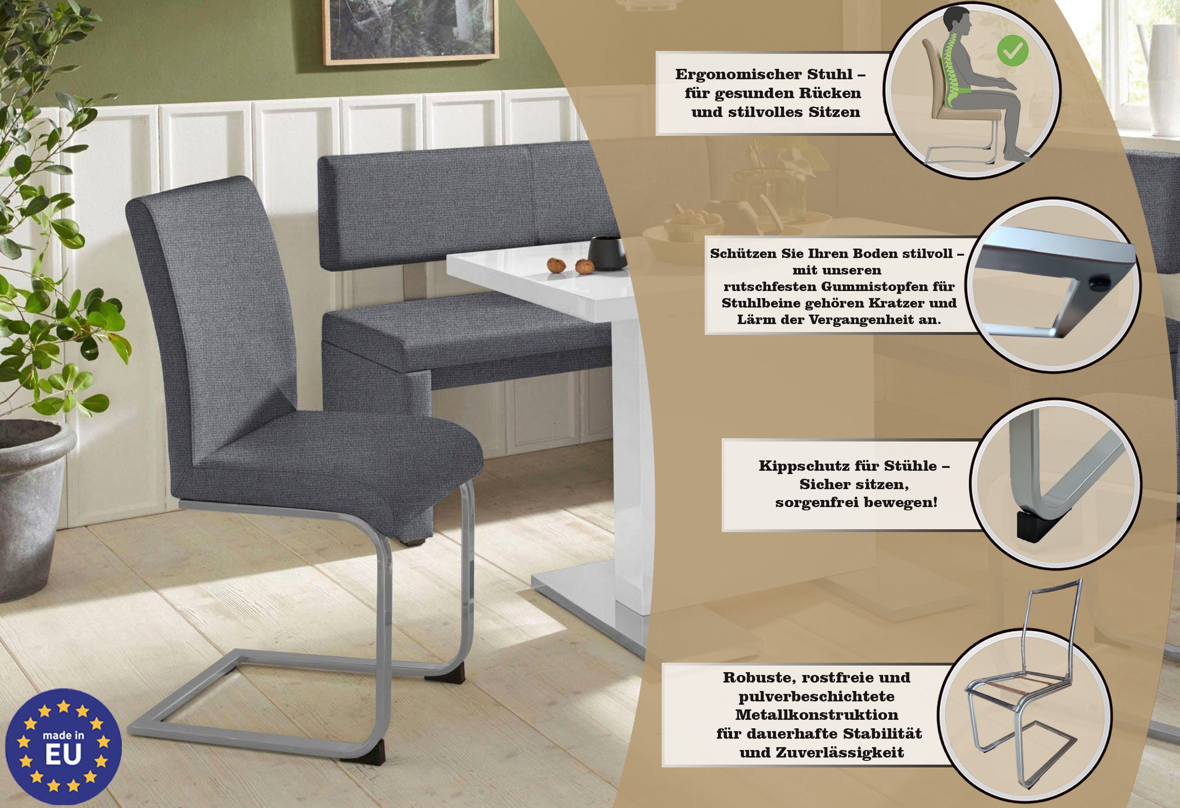 Home affaire Chaise cantilever »Charissa« (Set) 2 cuisBezug in verschiedenen Qualitäten, maximale Belastbarkeit 120 kg