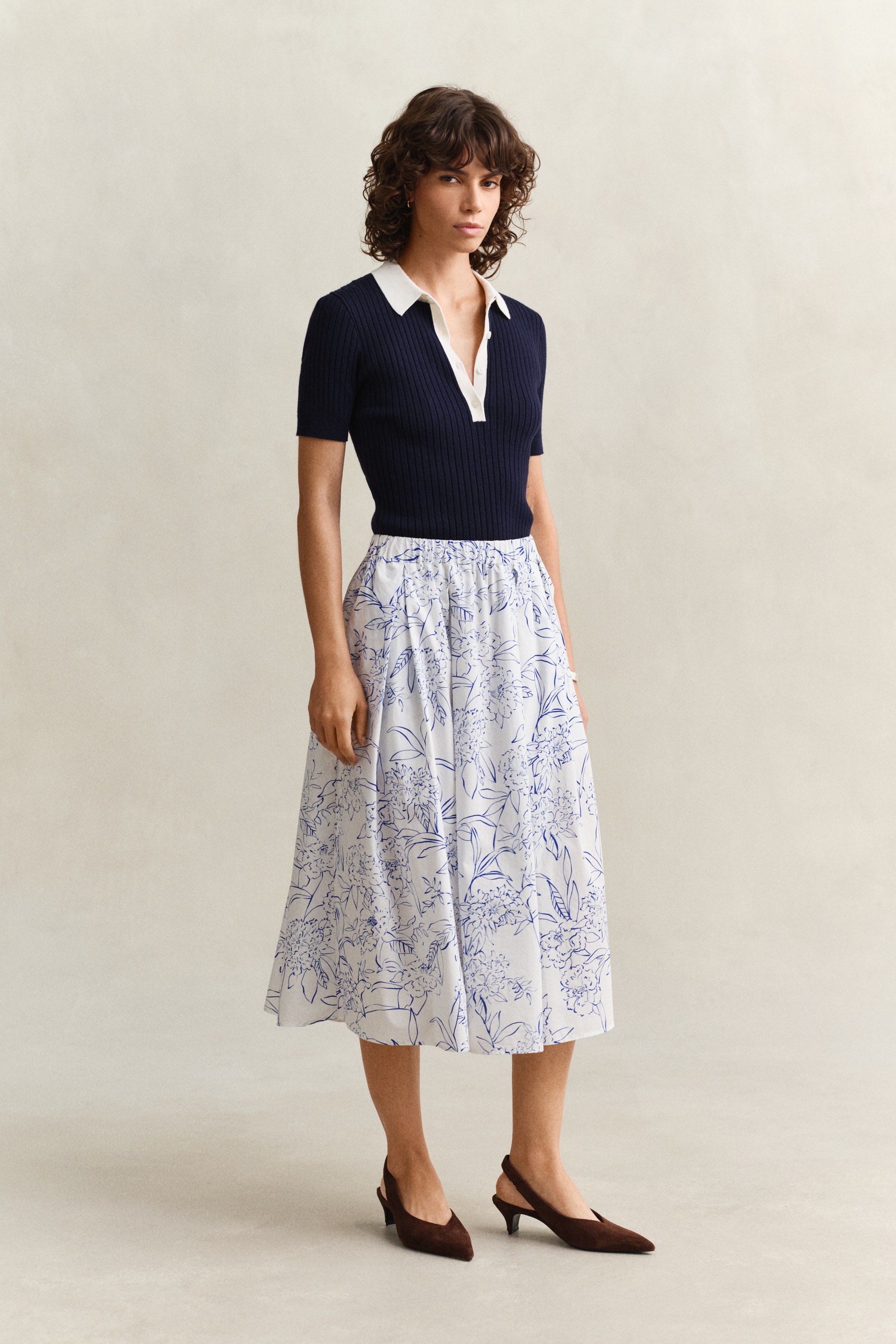 Gant Jupe midi »FLORAL PRINT PULL ON SKIRT« geblümt, mittlere Leibhöhe