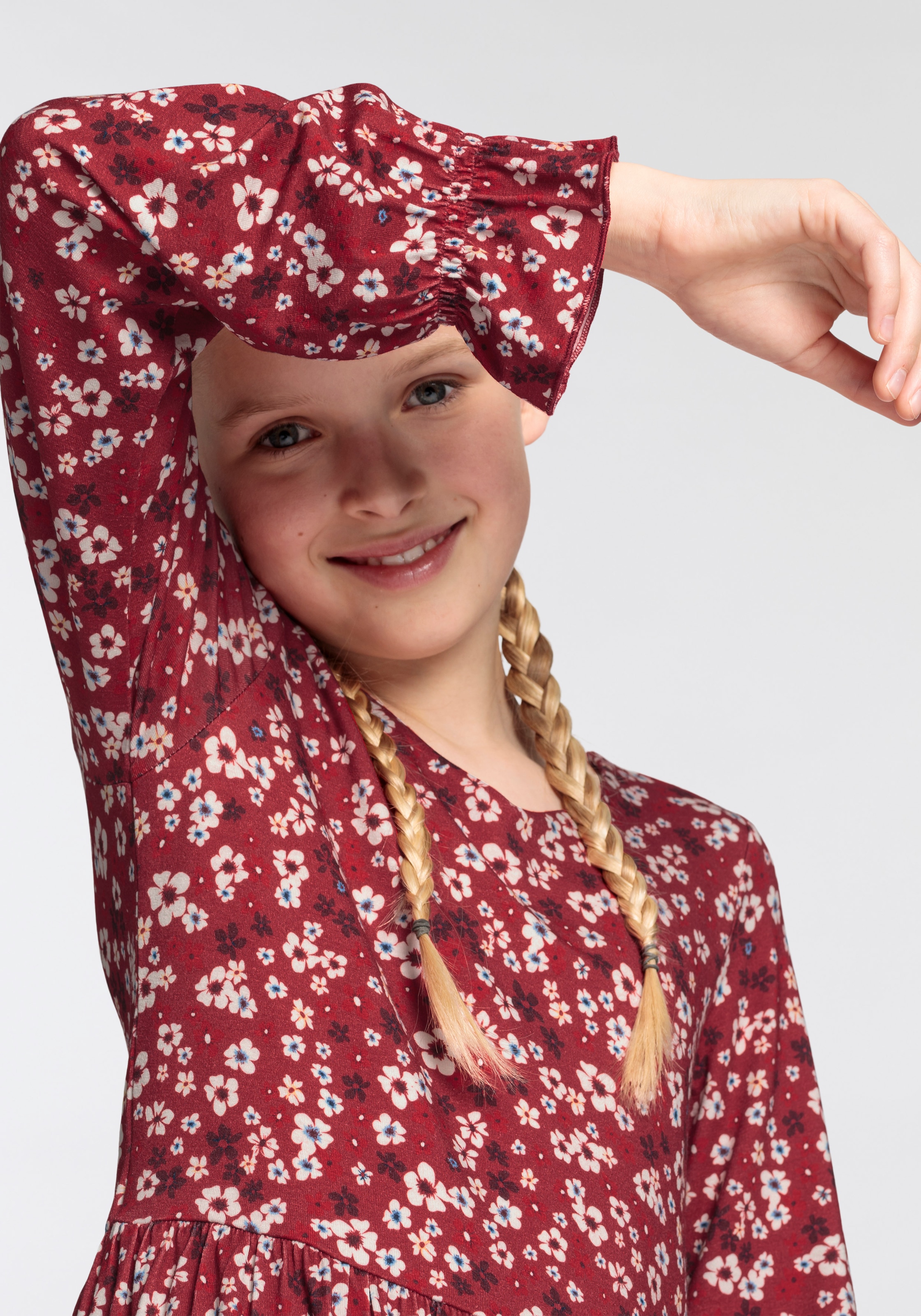 DELMAO Jerseykleid »für Mädchen«, weiche Viskose mit Blumenmuster