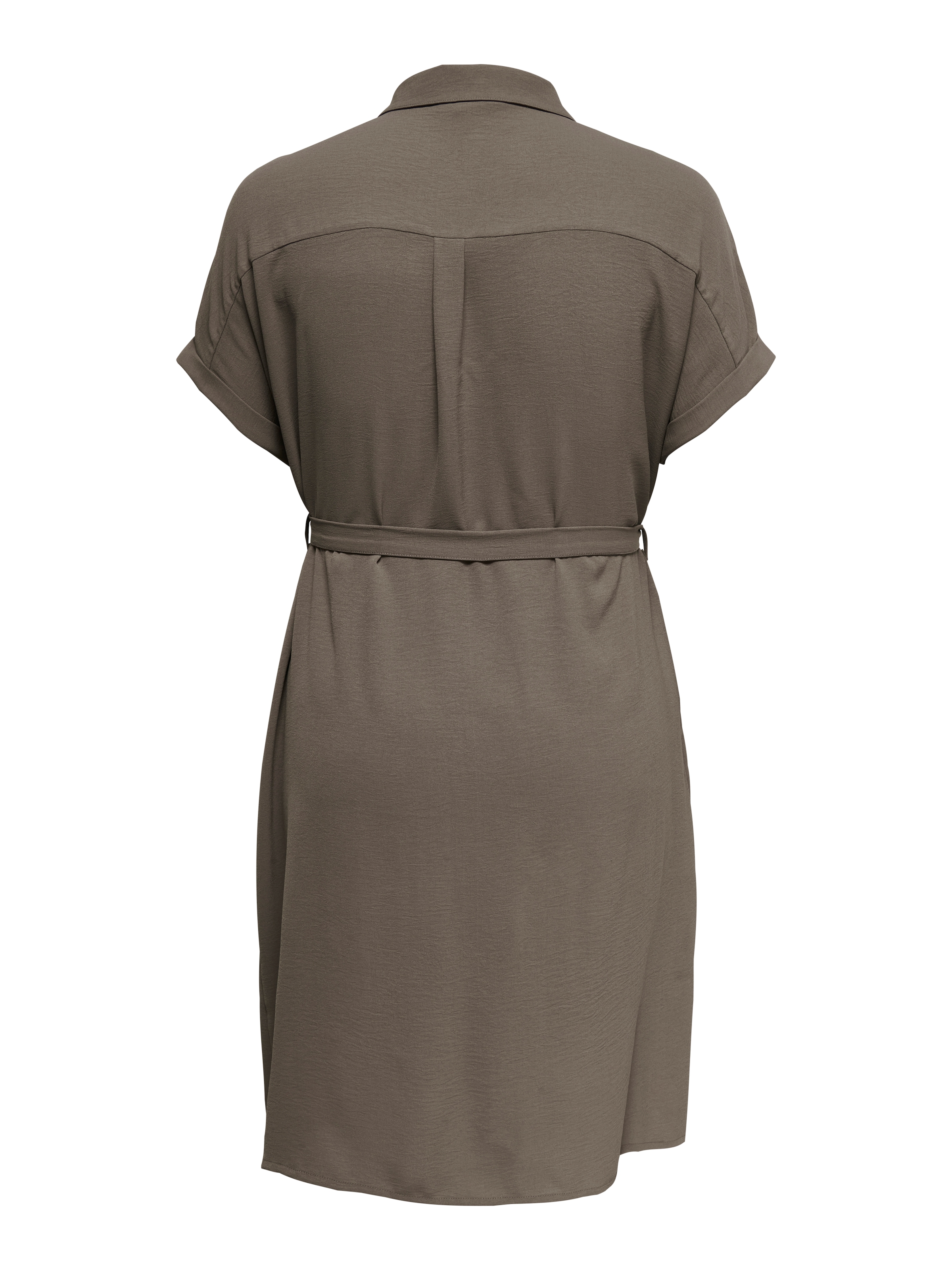 ONLY CARMAKOMA Robe chemisier »CARMETTA S/S V-NECK SH DRESS WVN NOOS« Poche poitrine robe d’été à manches courtes, ceinture à nouer à la taille, coupe normale