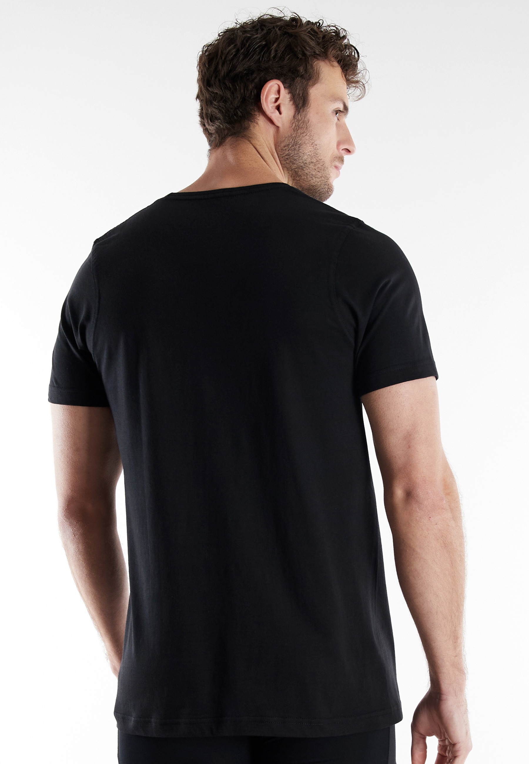 bugatti T-shirt »Bari« col rond, manches courtes, basique, coton, doux, confortable