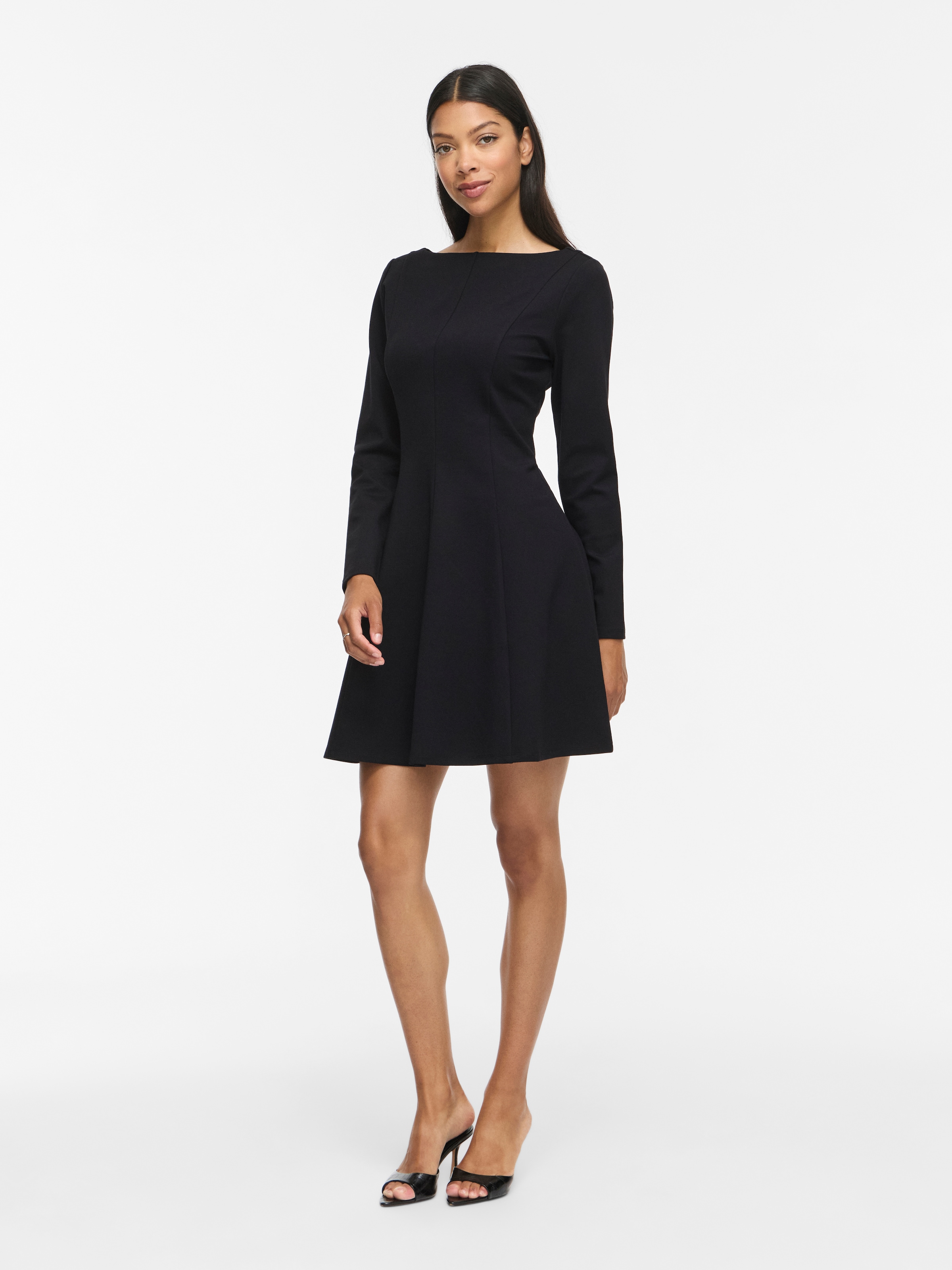 Vila Mini-robe »VISIBA BOAT NECK L/S DRESS - NOOS« Viskosemischung, eng geschnitten