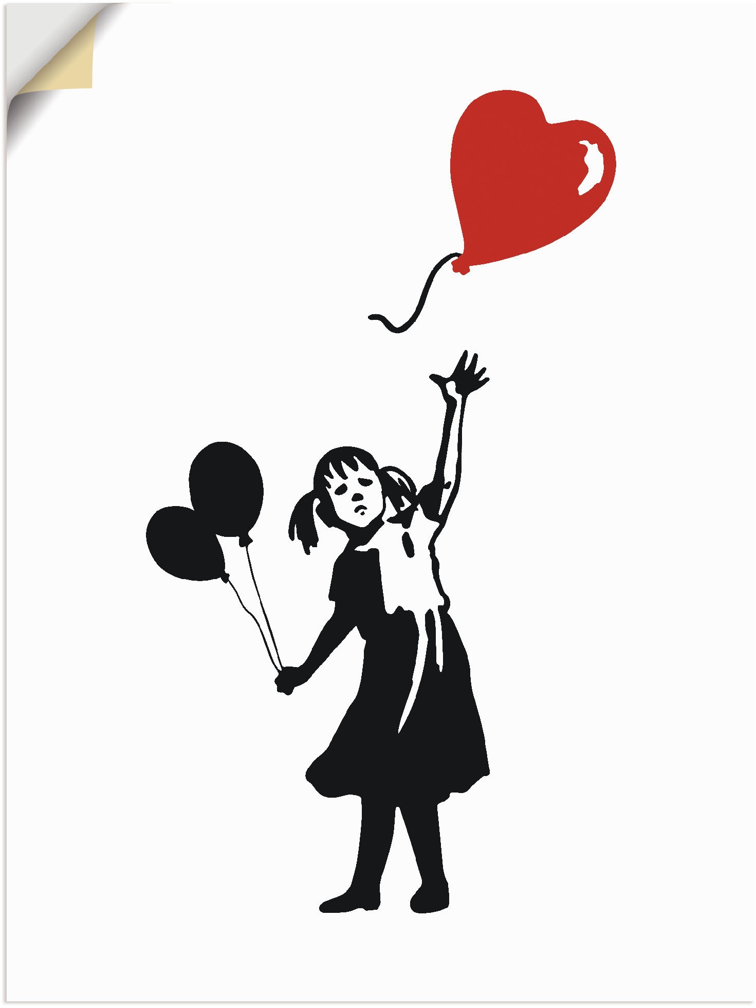 Image of Artland Wandbild »Silhouette Mädchen Ballon Herz«, Bilder von Kindern, (1 St.), in vielen Grössen & Produktarten - Alubild / Outdoorbild für den Aussenbereich, Leinwandbild, Poster, Wandaufkleber / Wandtattoo auch für Badezimmer geeignet bei Ackermann Ver