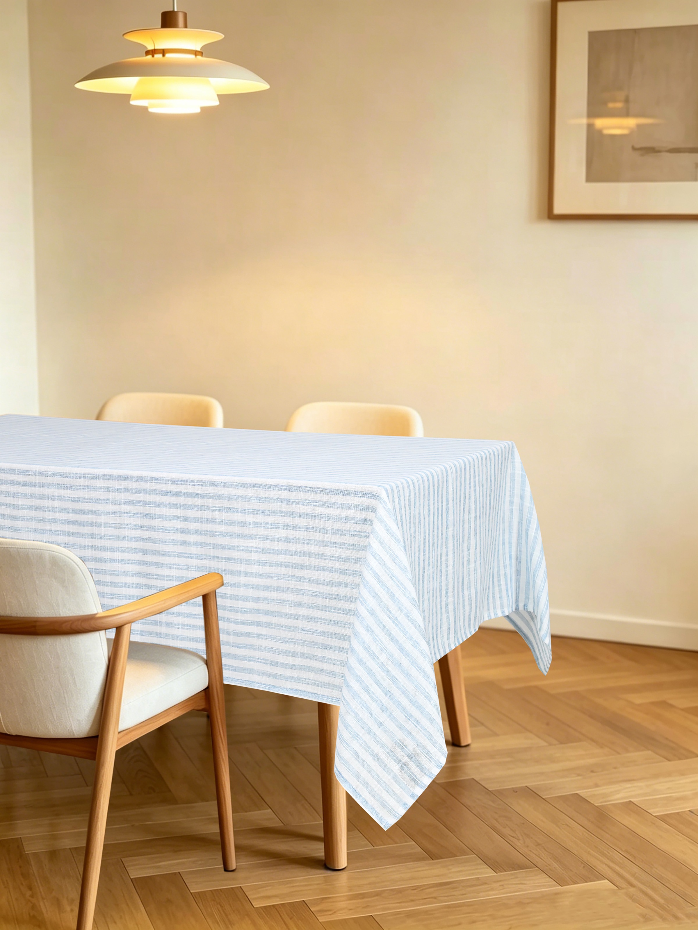 Image of GOODproduct Tischdecke "Marric 1 Stück, halbtransparent, Dekoration," halbtransparente Tischdecke, Leinenoptik mit Streifen