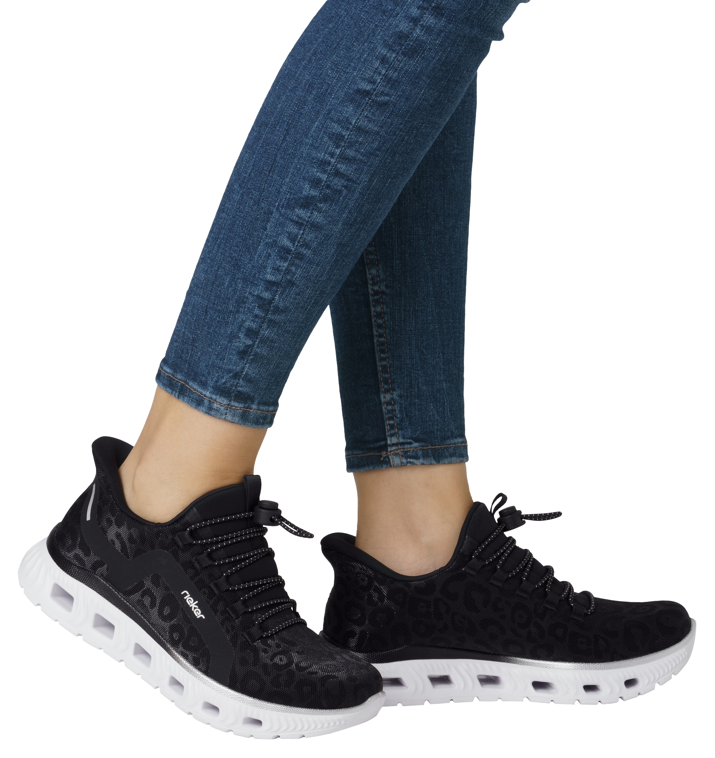 RIEKER Sport Slip-On Sneaker  , Freizeitsneaker, Schlupfschuh in Leo-Optik, mit MemoSoft-Innensohle