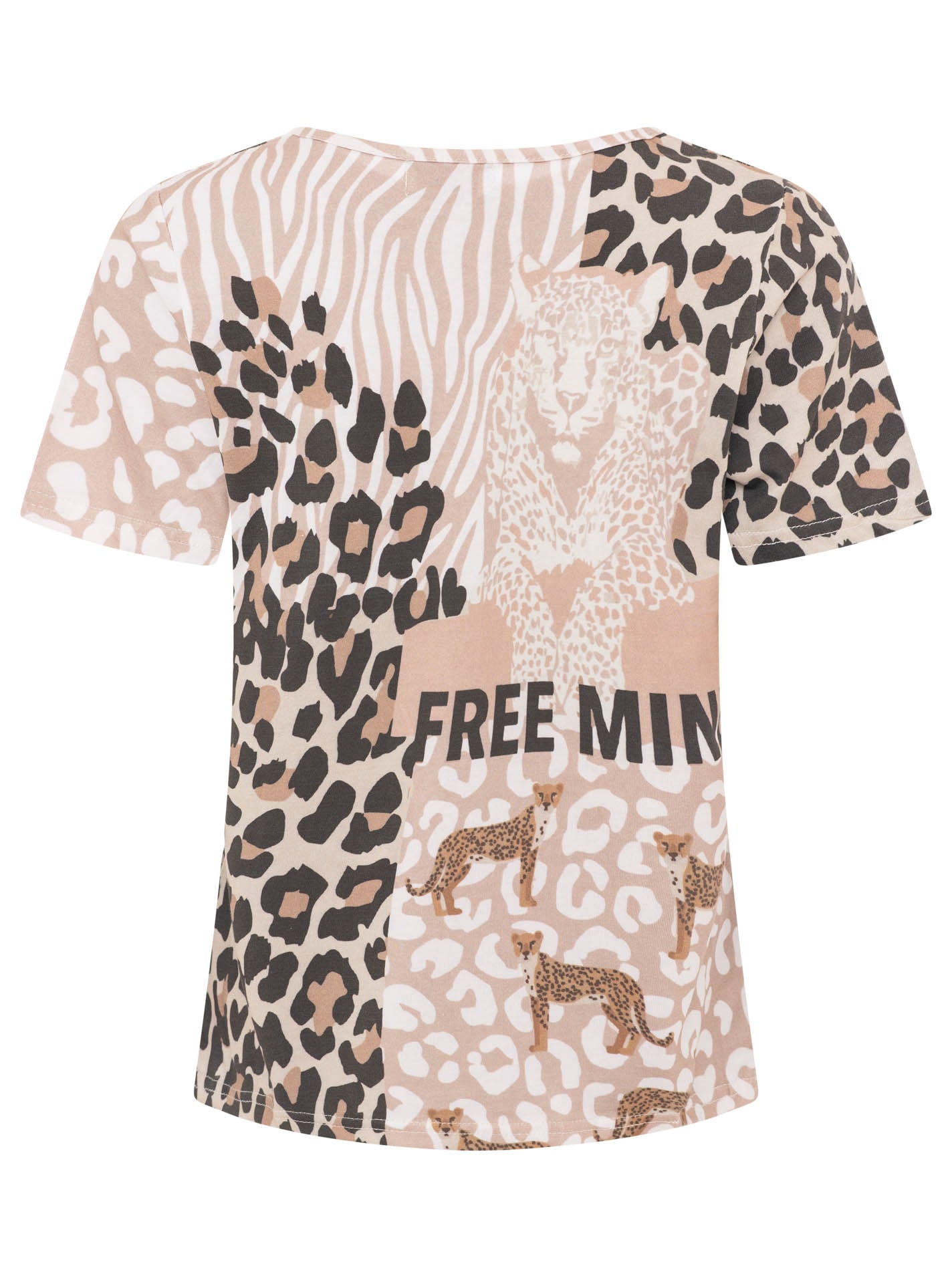 Zwillingsherz T-shirt »"Strong"« mélange de motifs avec léopard, col rond, manches courtes
