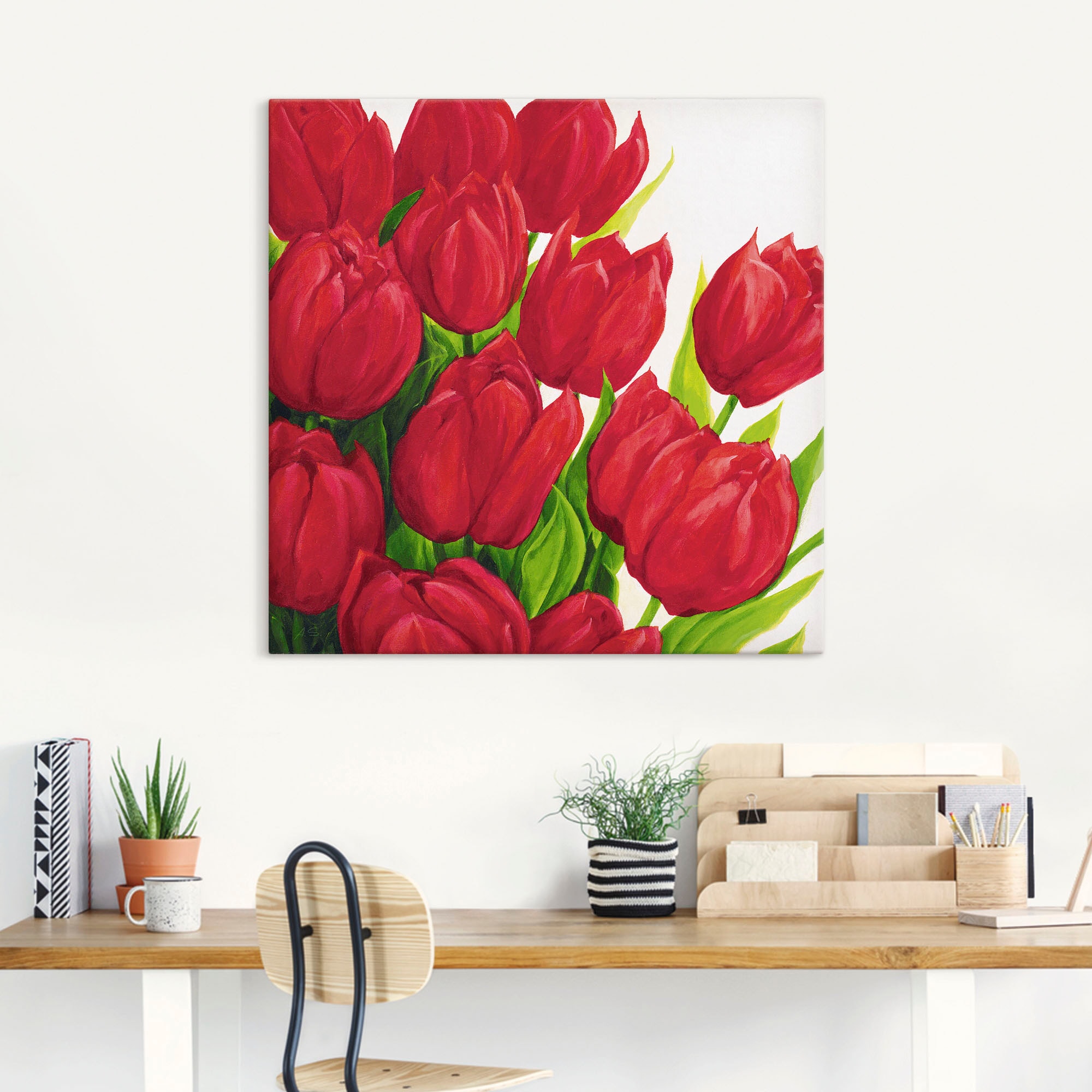jetzt Blumen, Leinwandbild, (1 oder Alubild, kaufen versch. als Wandbild in Artland Grössen Poster »Rote Tulpen«, St.), Wandaufkleber