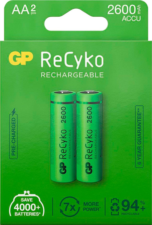 Image of GP Batteries Akku »AA Akku GP NiMH 2600 mAh ReCyko 1,2V 2 Stück«, AA, 2600 mAh bei Ackermann Versand Schweiz
