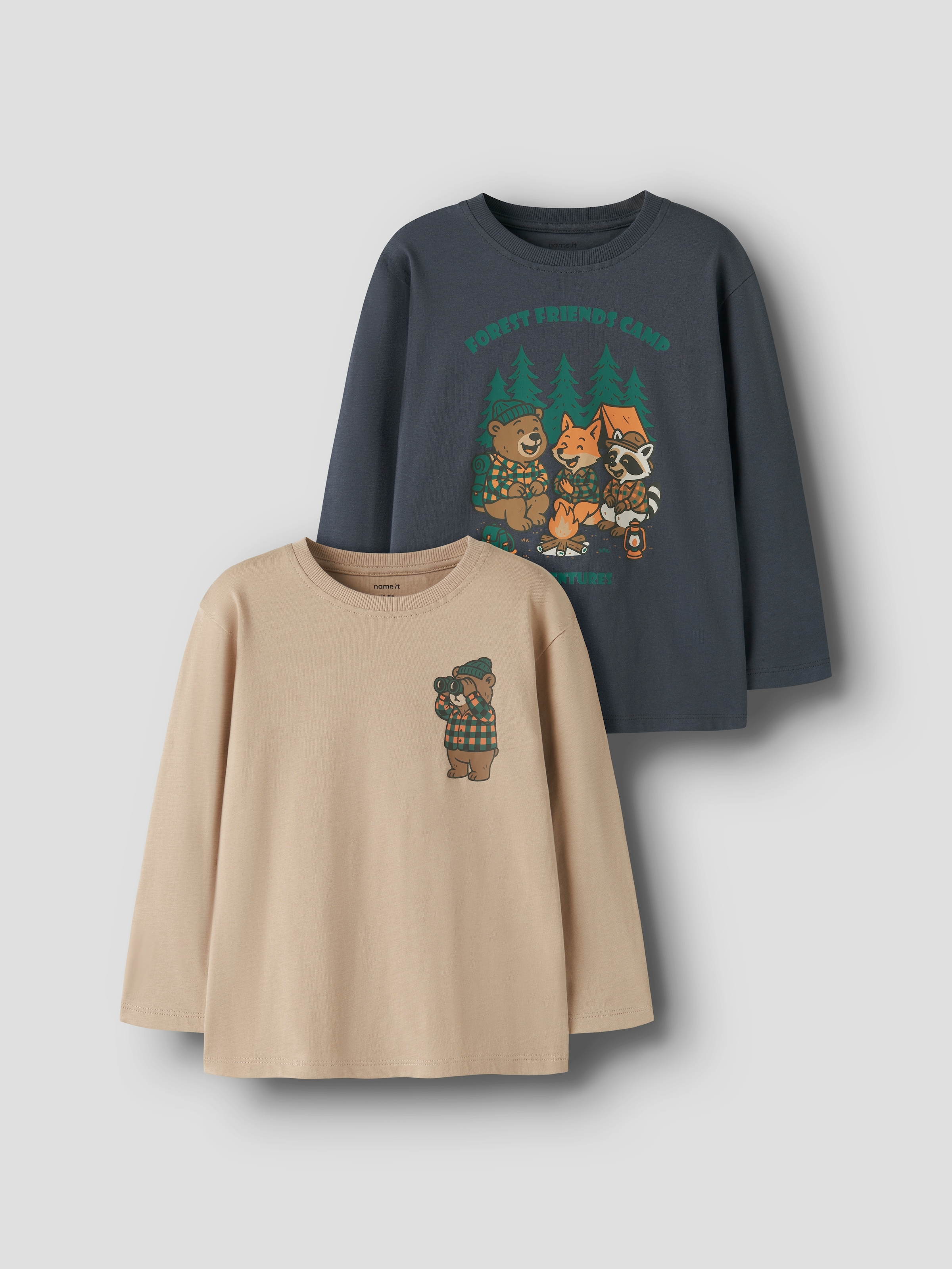 Name It T-shirt à manches longues »NMMVOLIX 2P LS NREG TOP« Paquet, 2 coton, coupe régulière