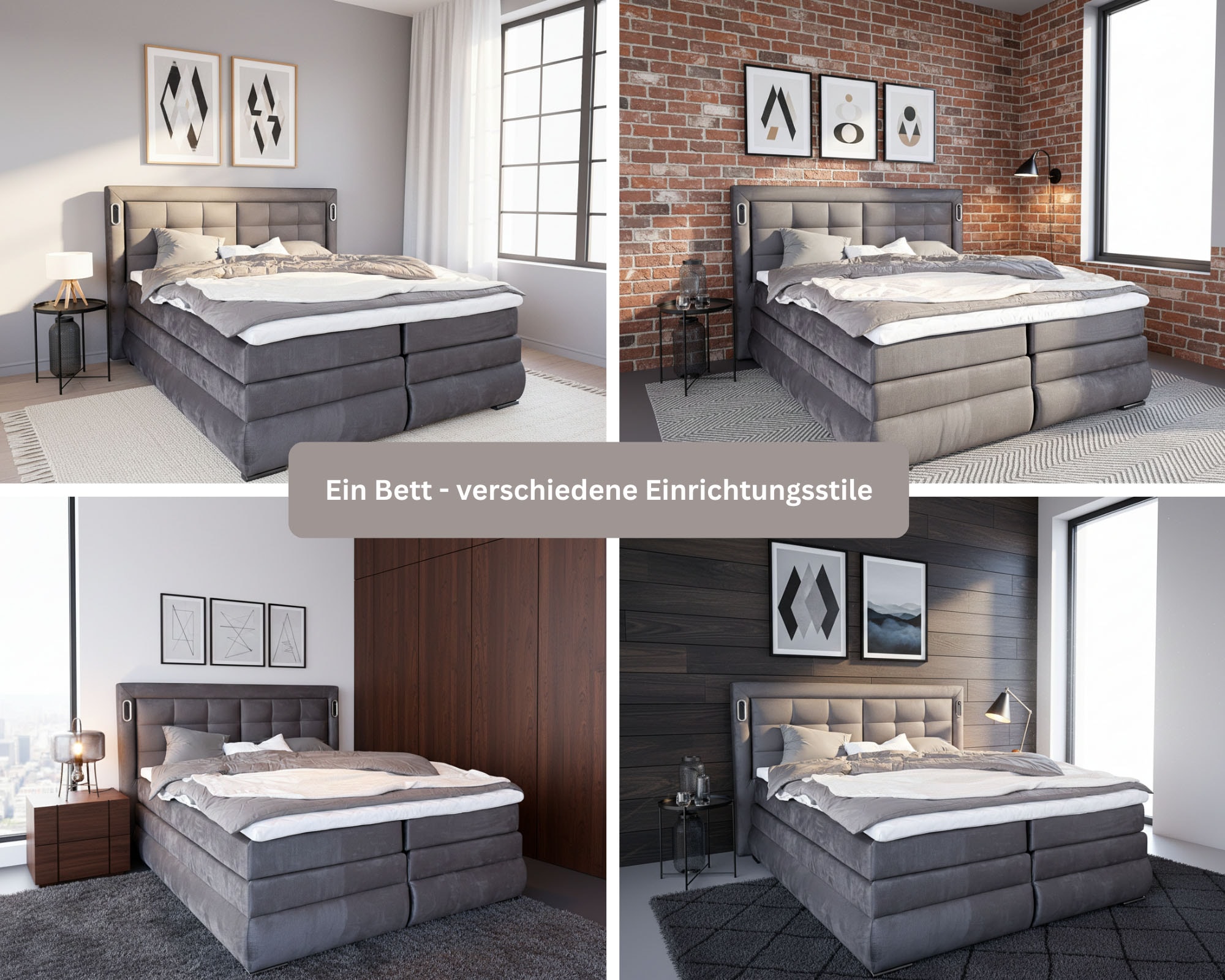 GOODproduct Boxspringbett »MIVVA inkl. Bettkasten & Topper, Komfortliegehöhe: 67cm, Breite: 180cm« in H3, H4 oder Hmix H3/H4, wahlweise mit oder ohne LED-Leuchten