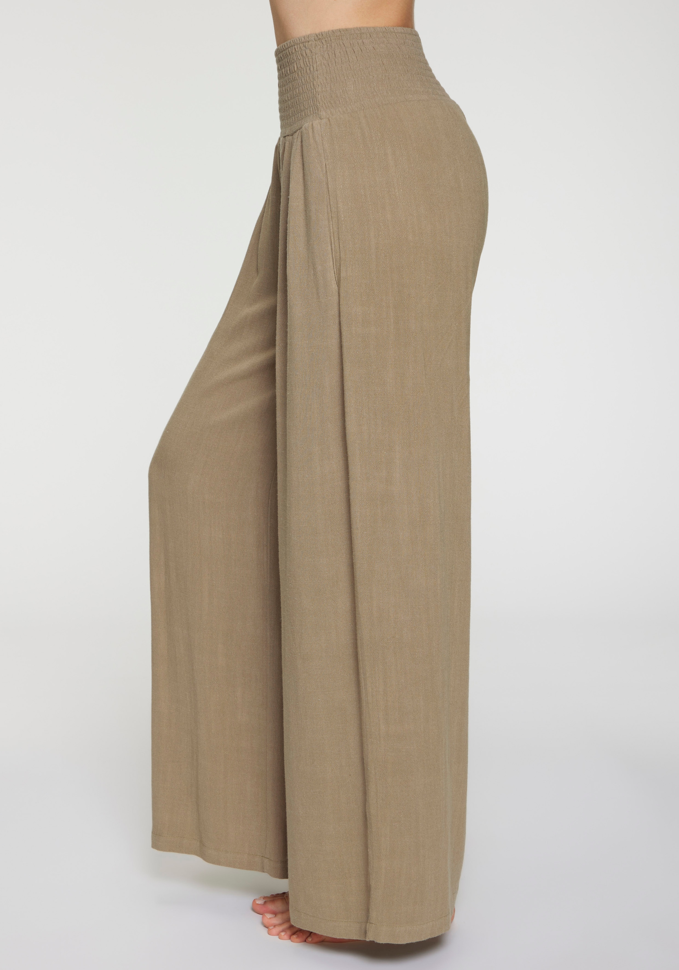 French Connection Leinenhose »mit hohem Smokbund«  weite Palazzohose für den Sommer, lockere Schlupfhose, Strandhose