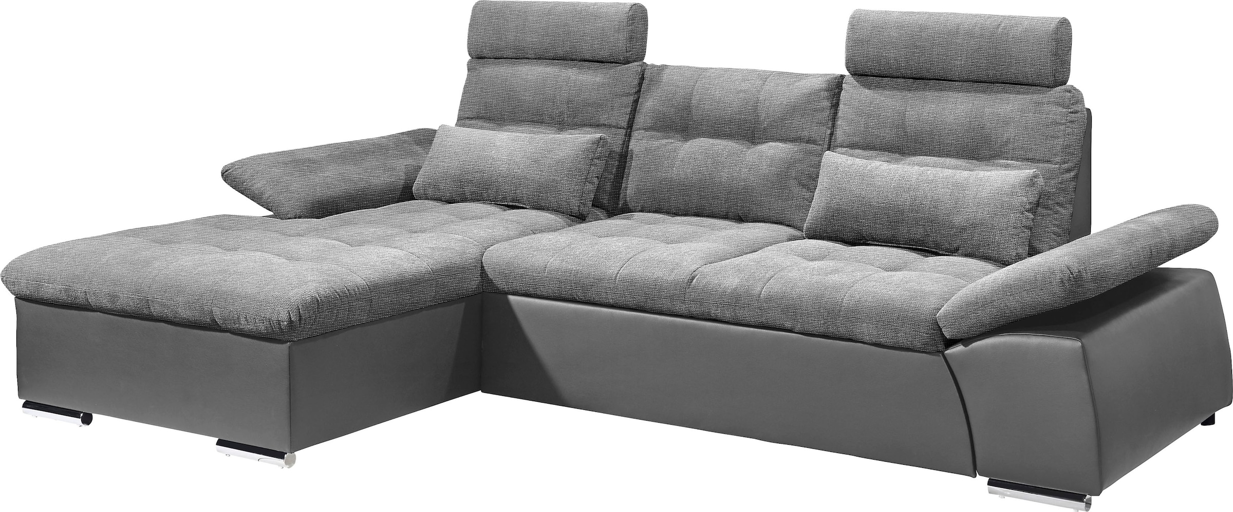 ED EXCITING DESIGN Ecksofa »Jakarta L-Form«, mit Bettfunktion, Armteilverstellung, Kopfstützen & 2 Nierenkissen