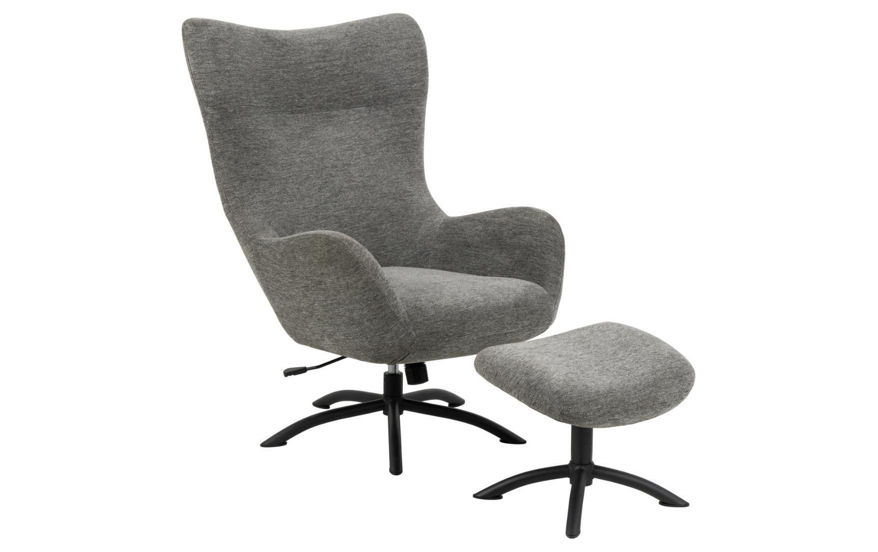 Image of AC Design Sessel "Recliner Talgarth" 2 Stk. tlg. Eleganter Stuhl mit Hocker aus Skyland-Stoff