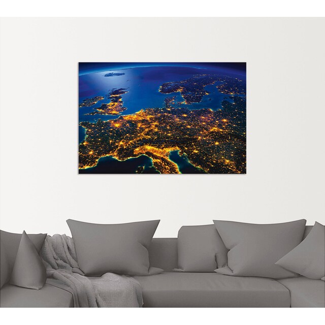 Artland Wandbild »Zentral Europa vom Weltraum«, Weltall & Kosmos, (1 St.),  als Alubild, Leinwandbild, Wandaufkleber oder Poster in versch. Grössen  jetzt kaufen