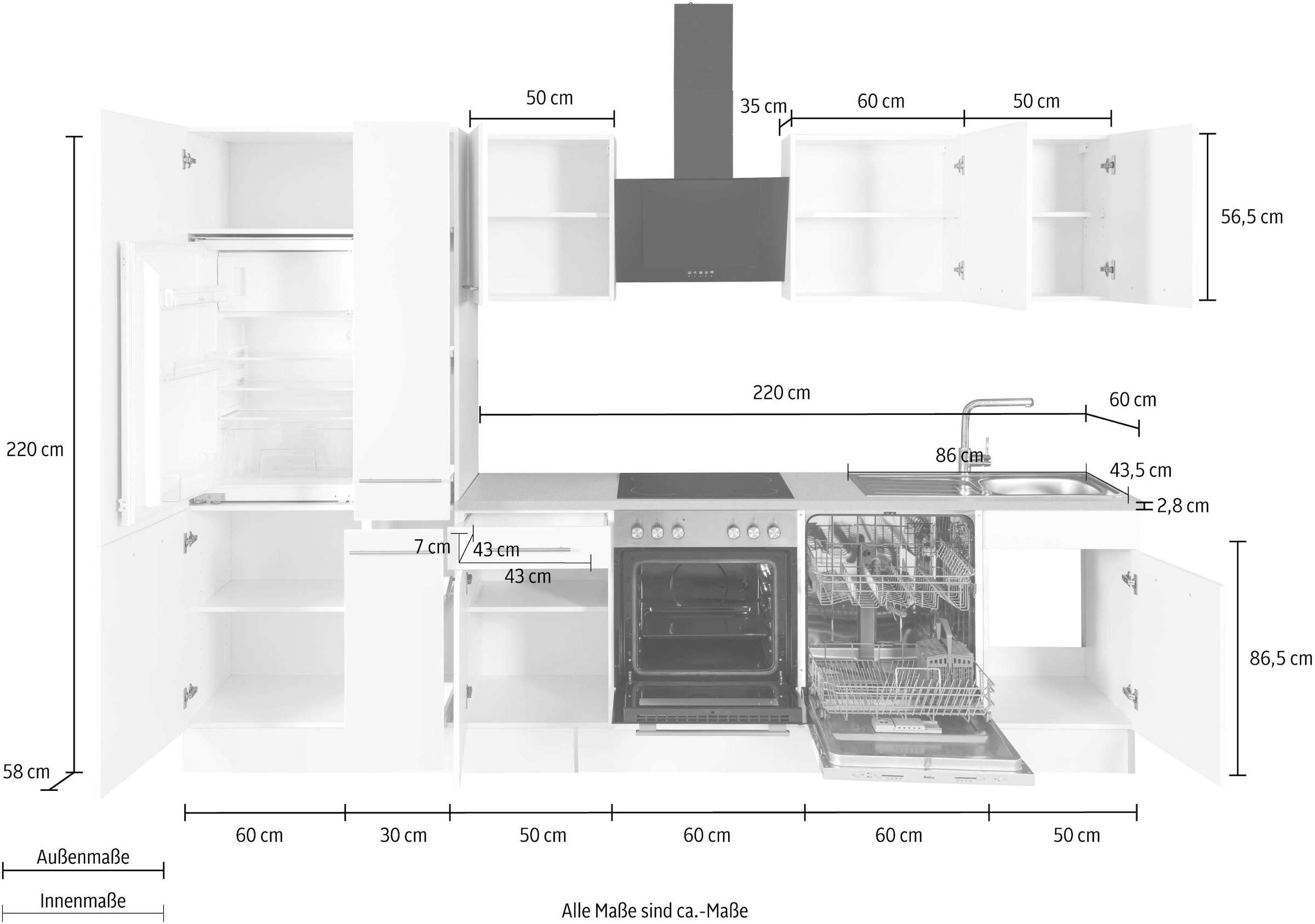 wiho Küchen Küchenzeile »Ela« Breite 310 cm, Soft-Close-Funktion, höhenverstellbare Füsse