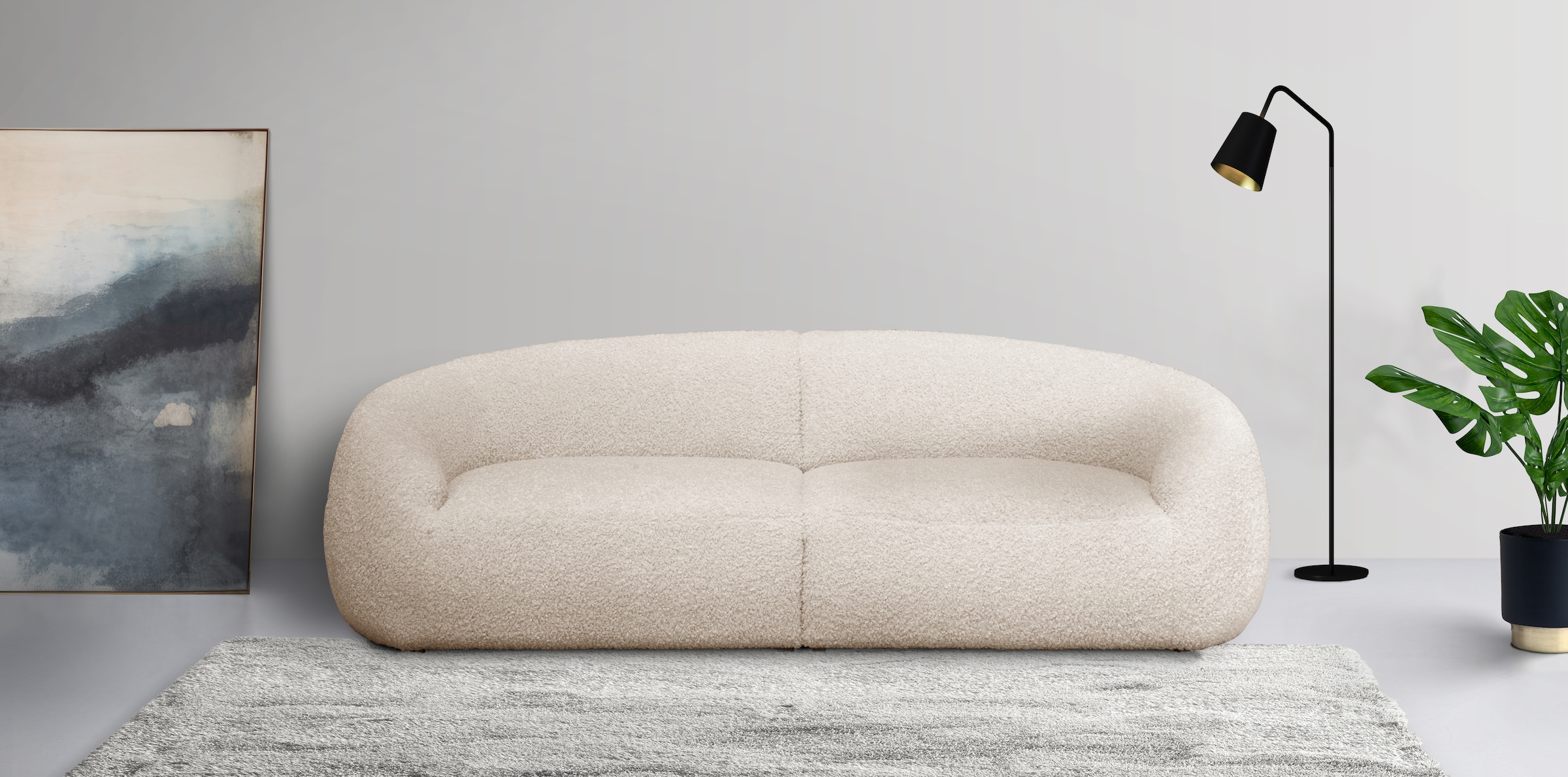 LeGer Home by Lena Gercke Big-Sofa »YANI Designersofa, organische Form, Masse B/T/H: 240/64/81 cm«, mit Wellenunterfederung, auch in Bouclé, passend zur Serie
