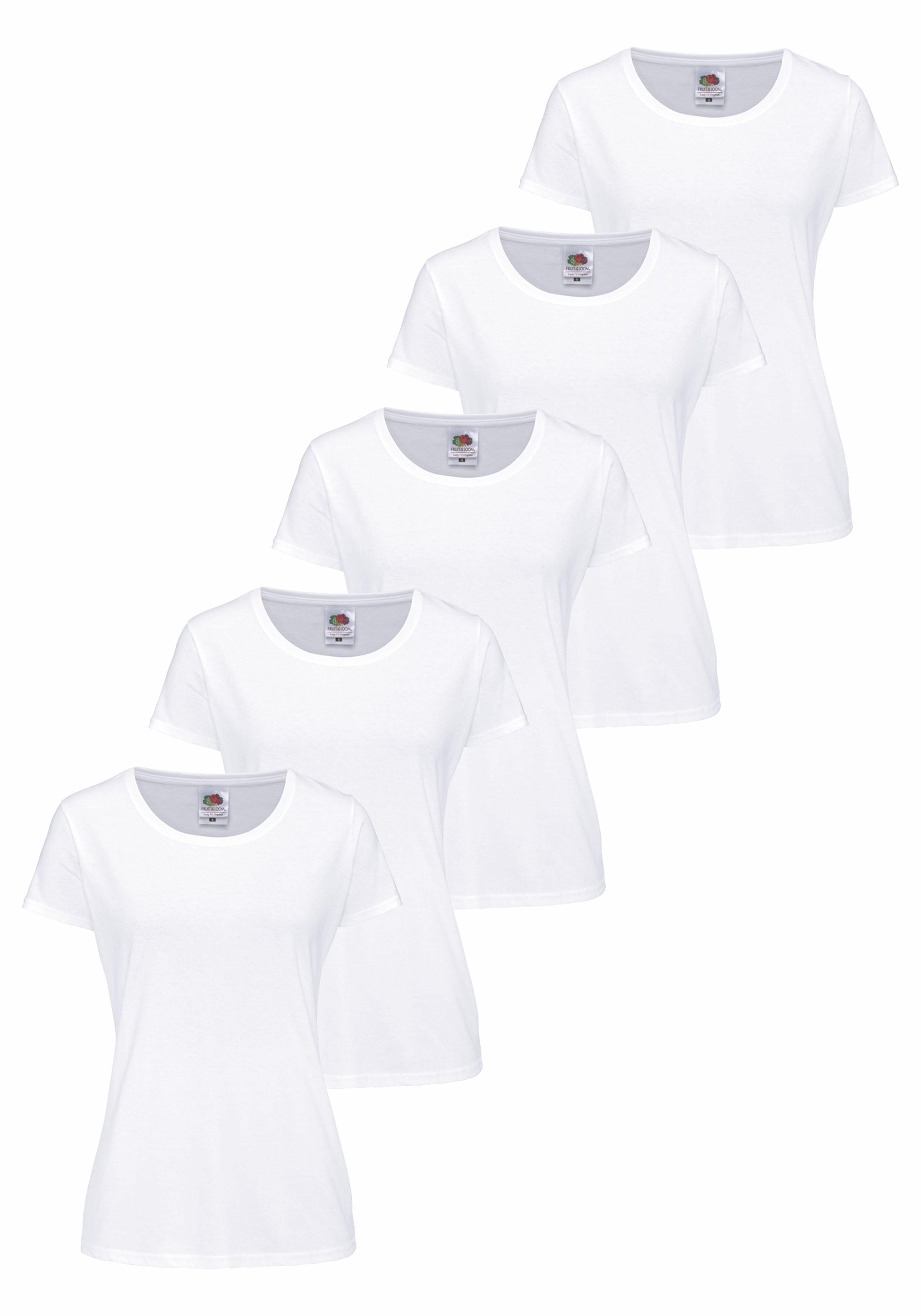 Rundhalsshirt, original T. LADY-FIT im 5er Pack